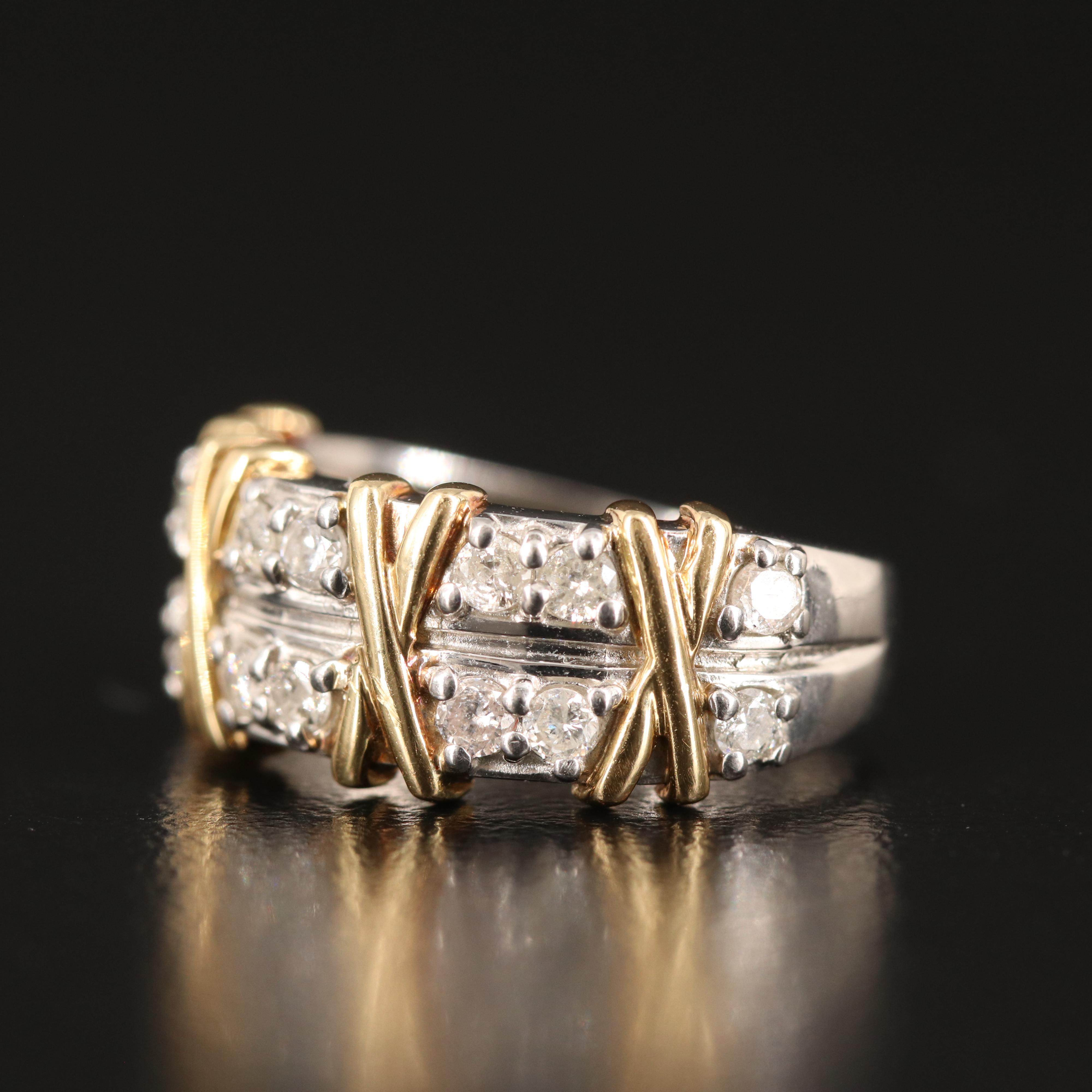 Platinum 0.45 CTW Diamond Ring with 18K Accents