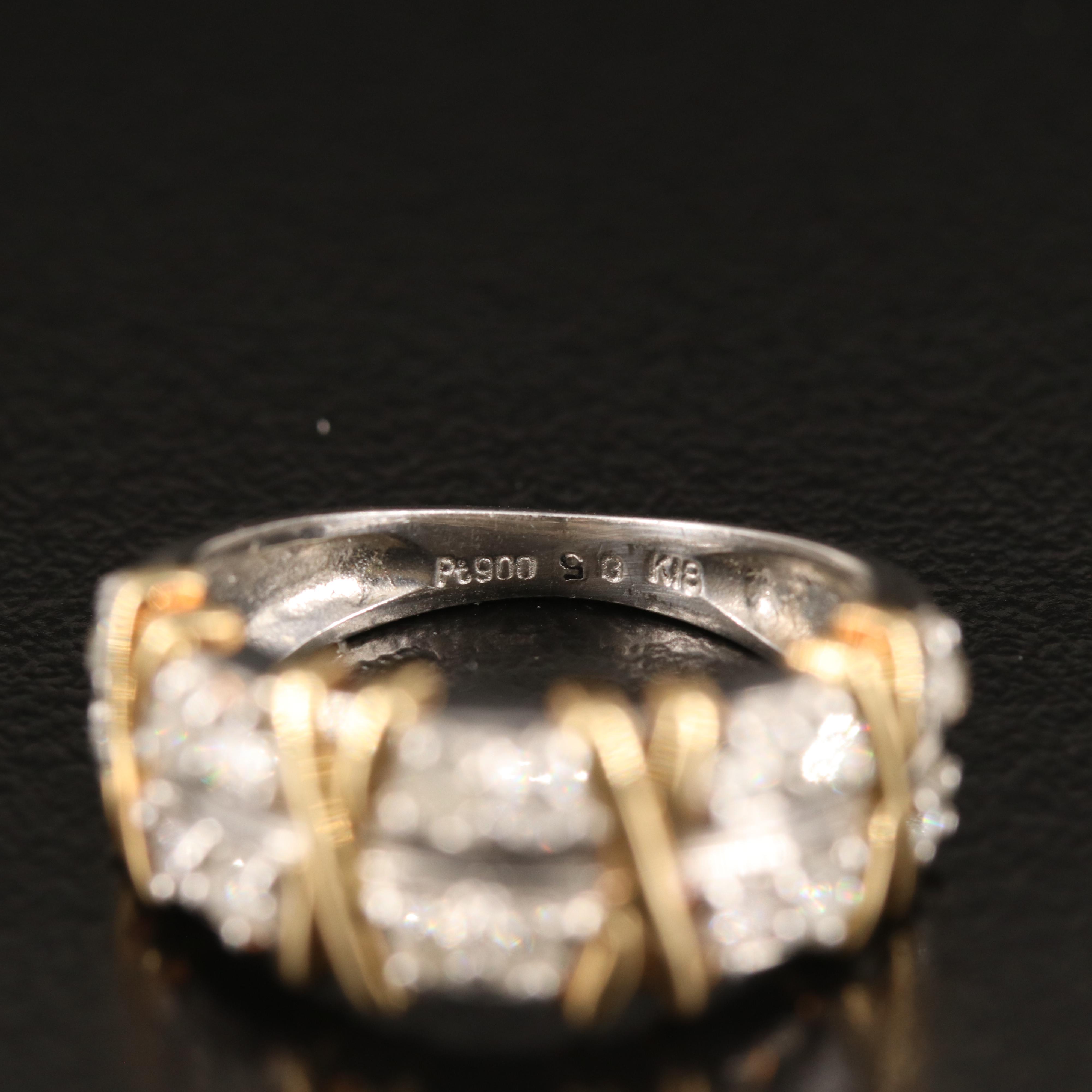 Platinum 0.45 CTW Diamond Ring with 18K Accents