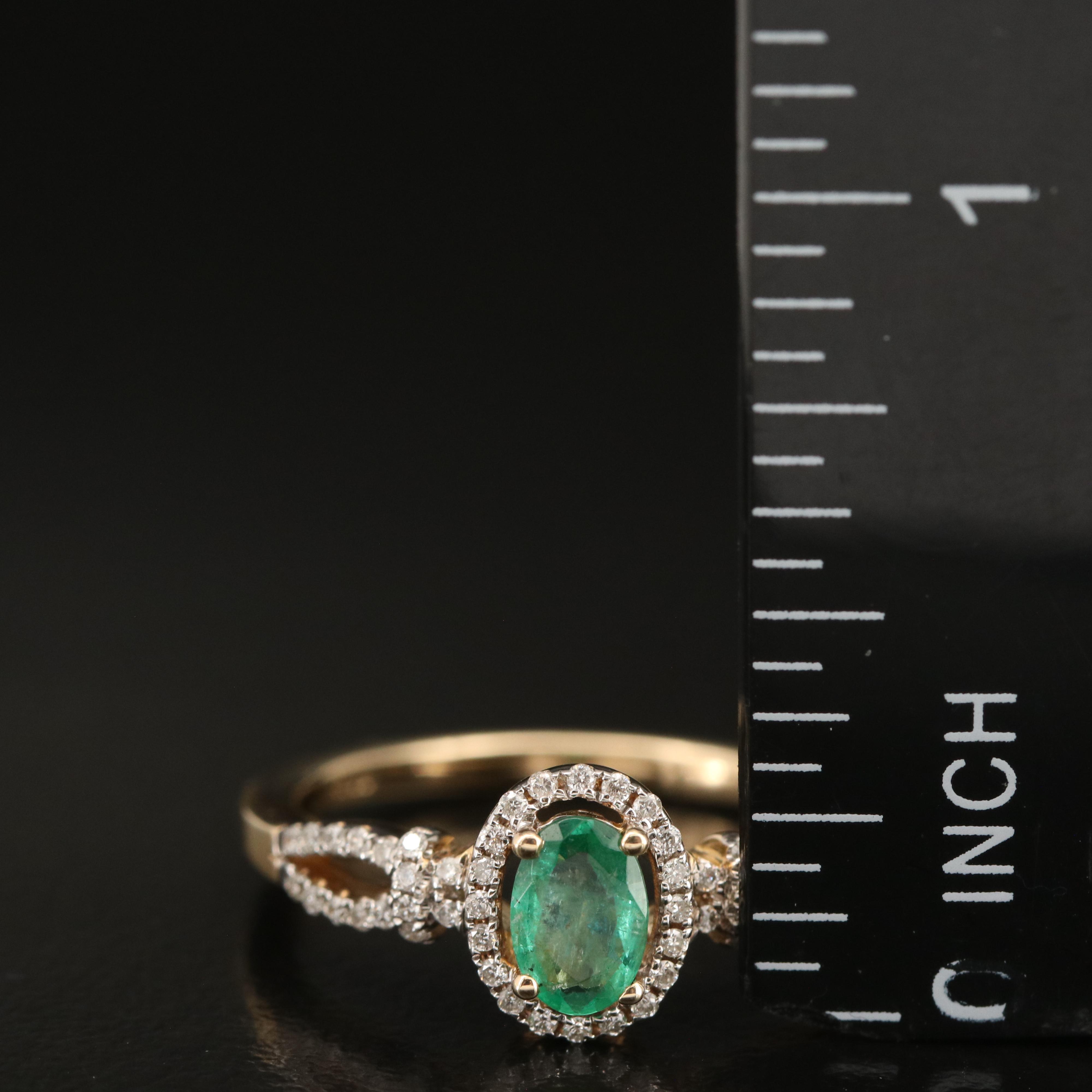 14K Emerald and Diamond Ring