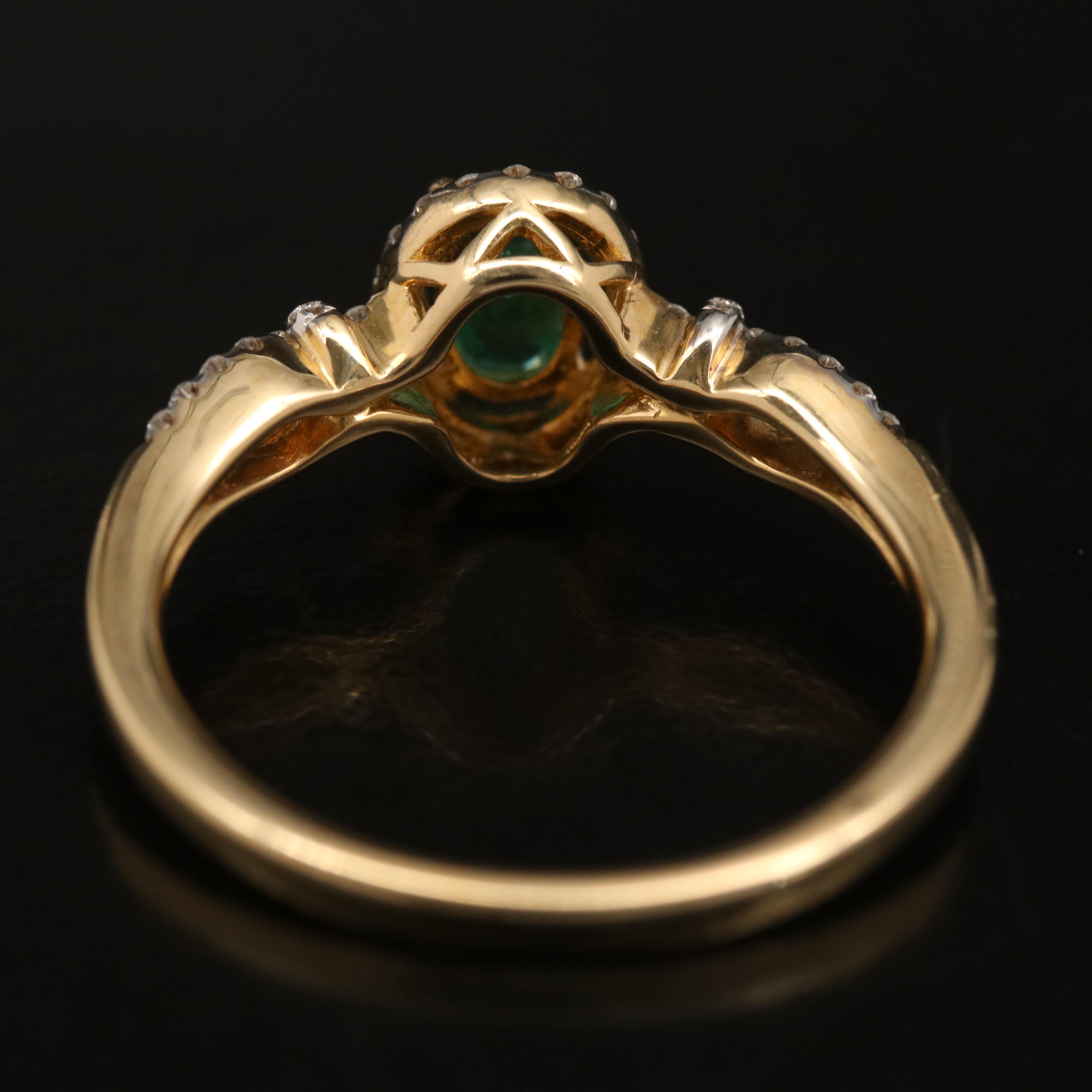 14K Emerald and Diamond Ring