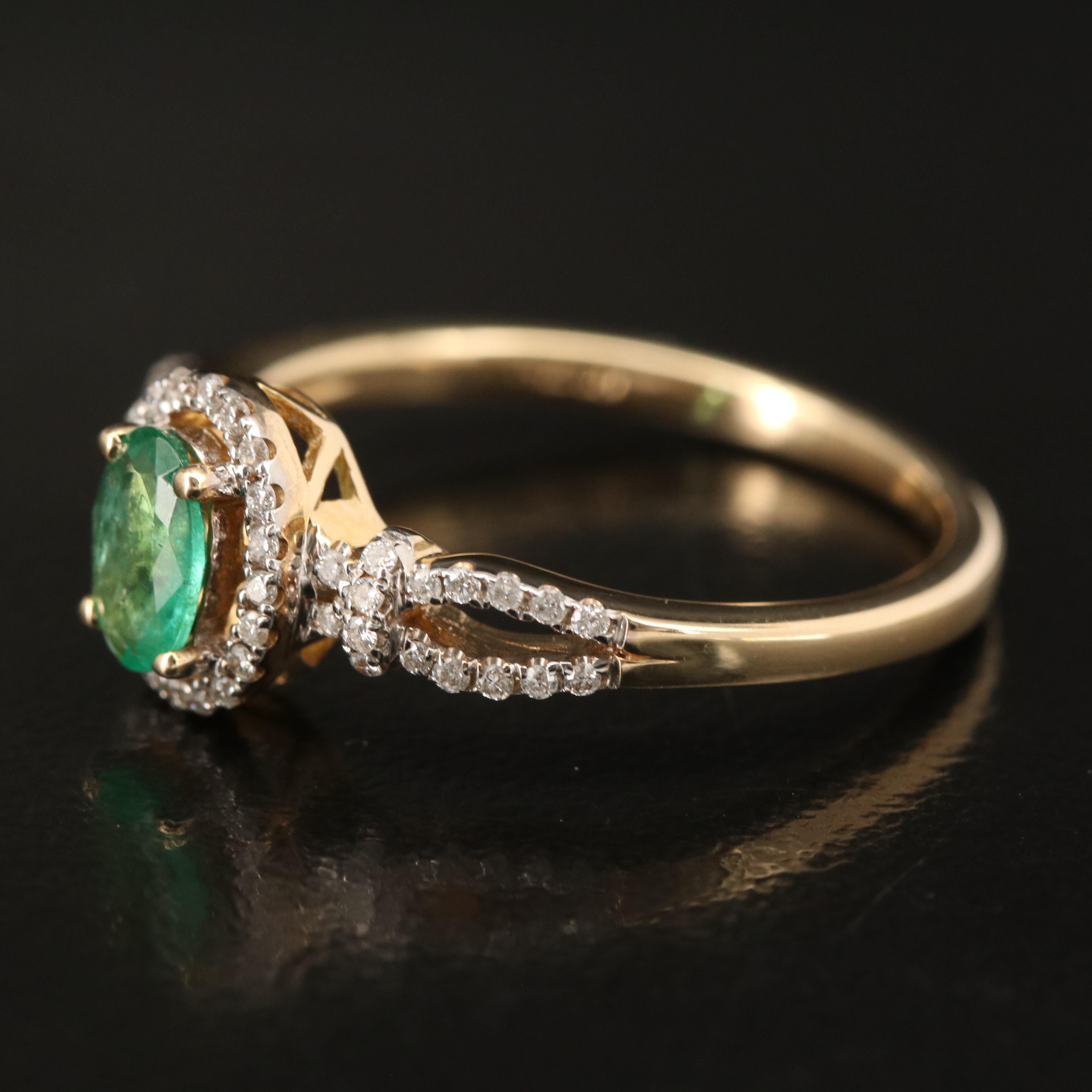 14K Emerald and Diamond Ring