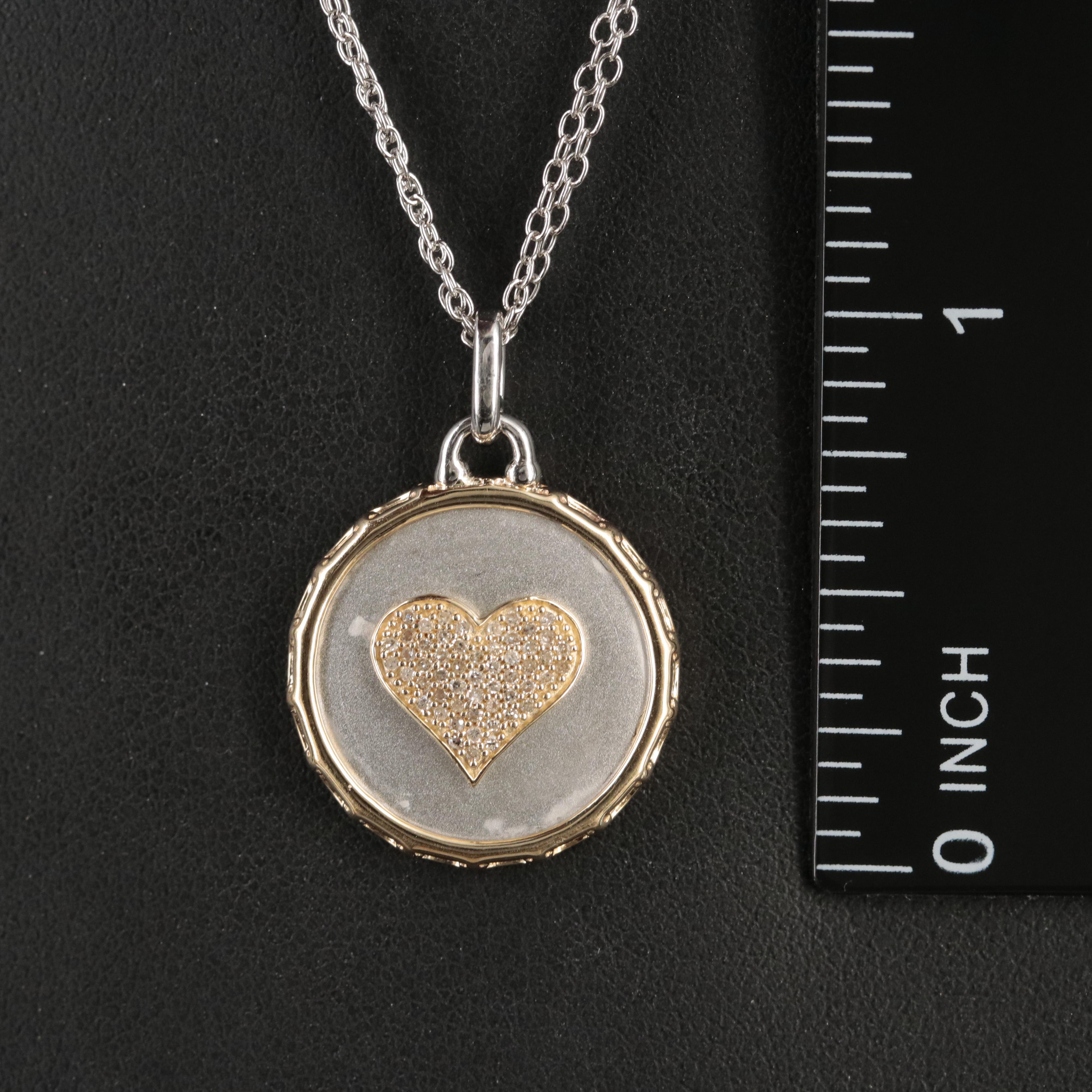 Hallmark Sterling Diamond Heart Pendant Necklace with 14K Accents