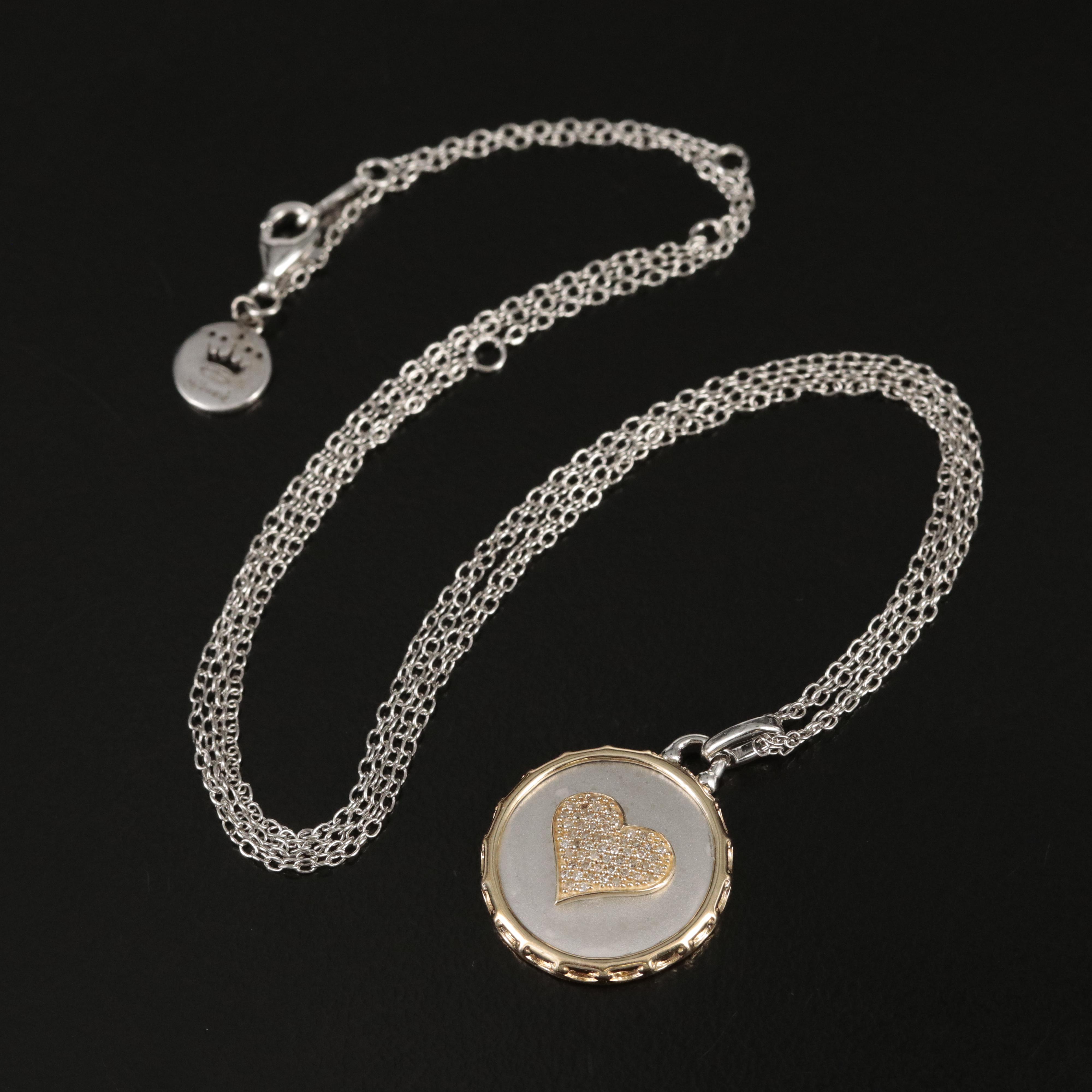 Hallmark Sterling Diamond Heart Pendant Necklace with 14K Accents