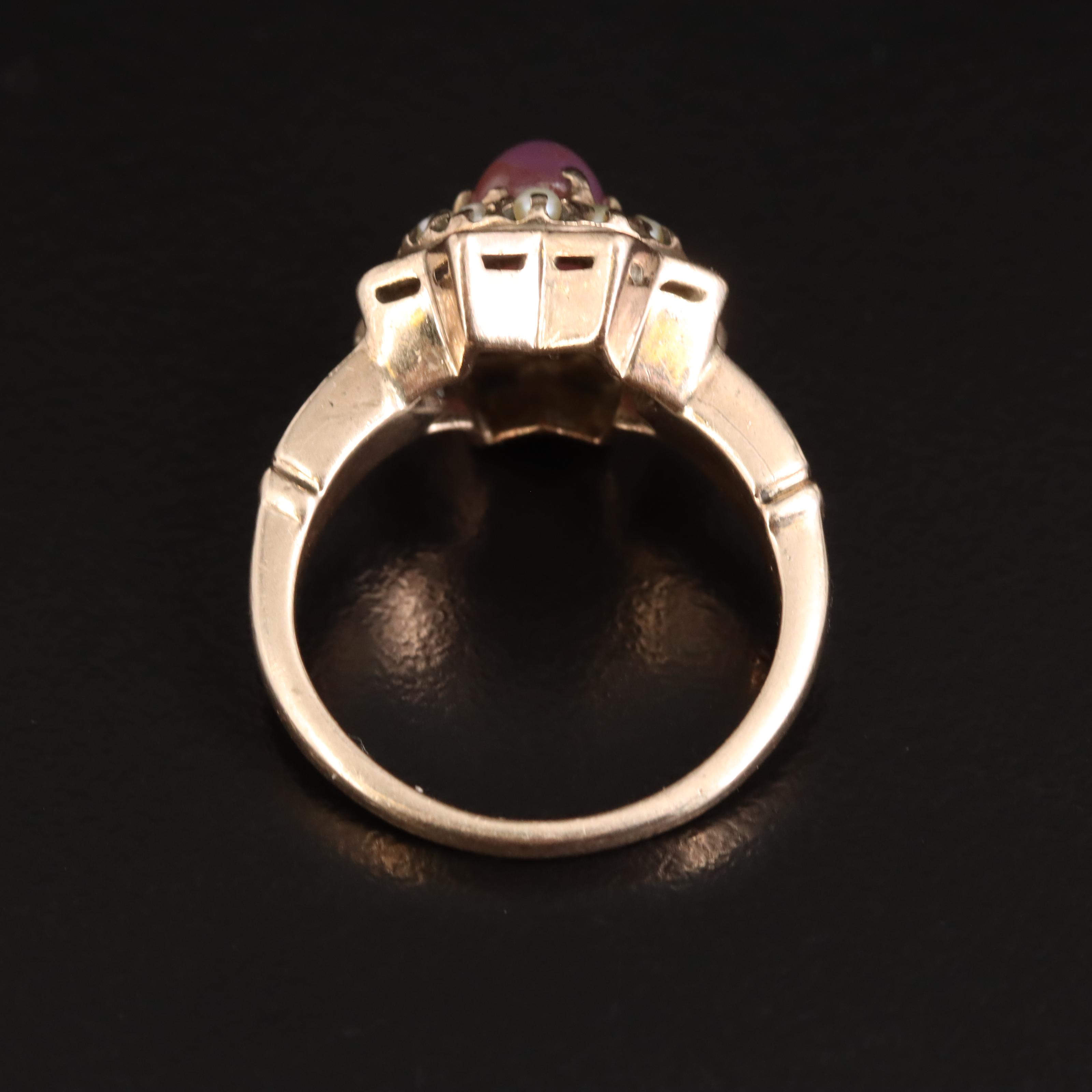 Antique 9K Gold Star Sapphire, Star Ruby and Seed Pearl Jewelry