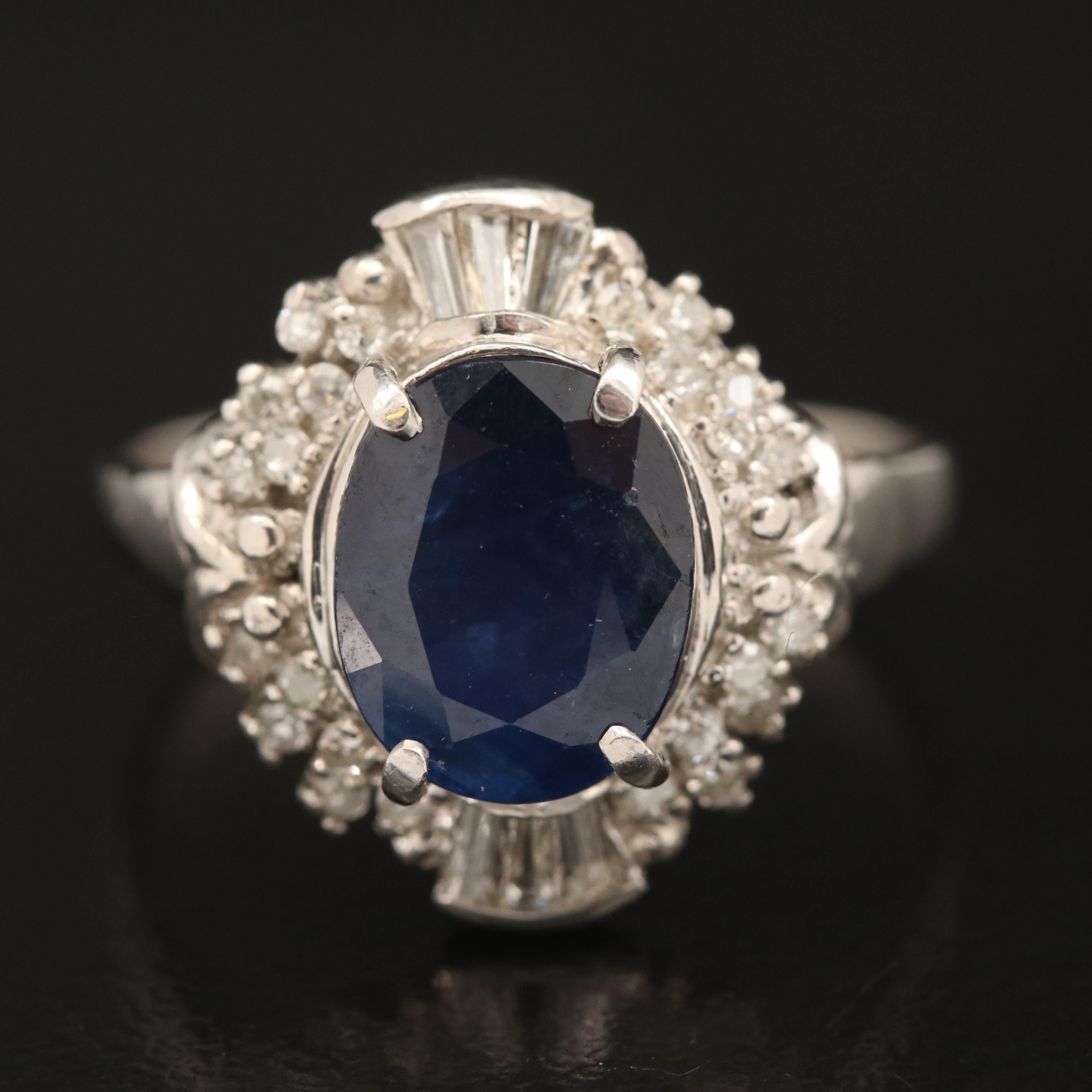 Platinum Sapphire and Diamond Ring