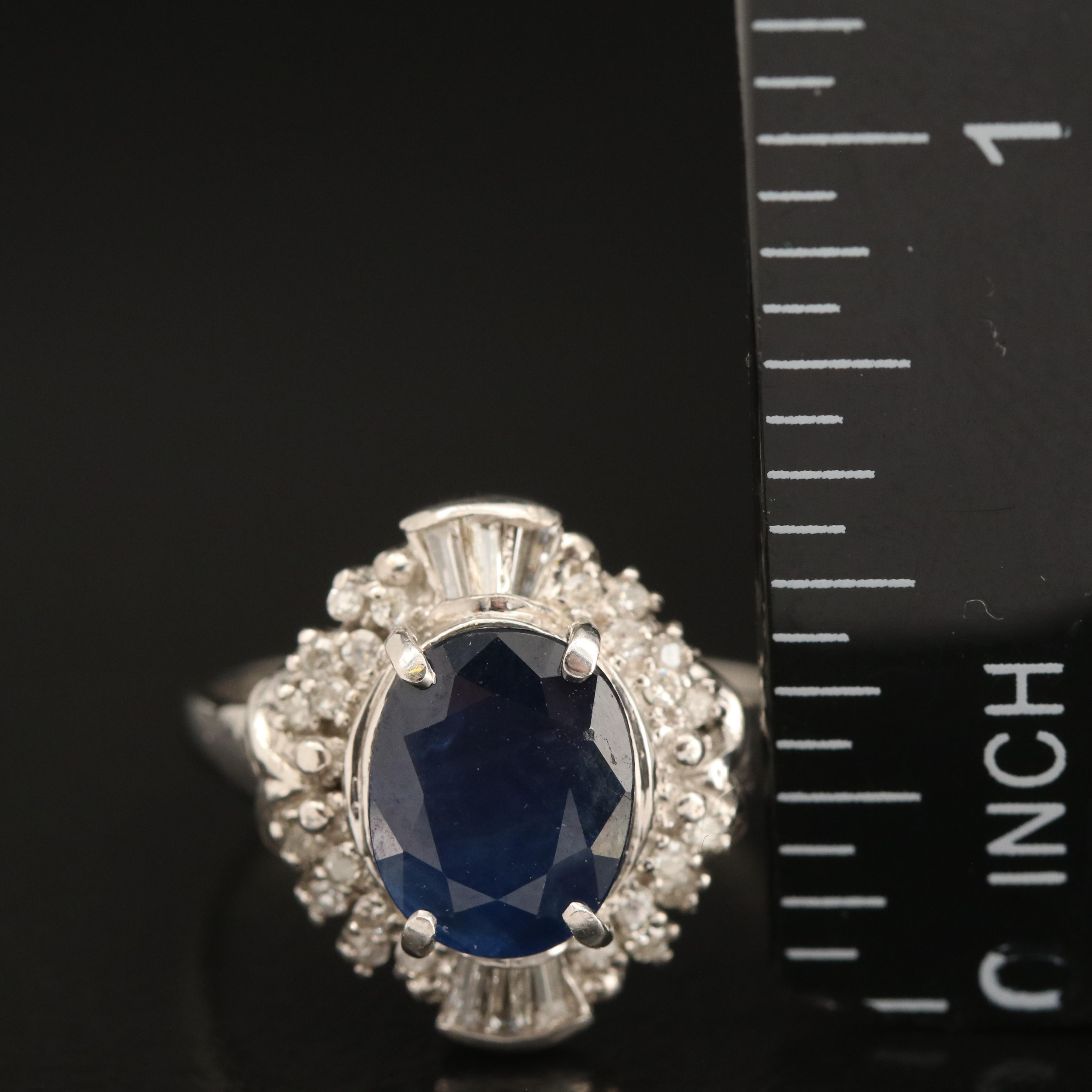 Platinum Sapphire and Diamond Ring