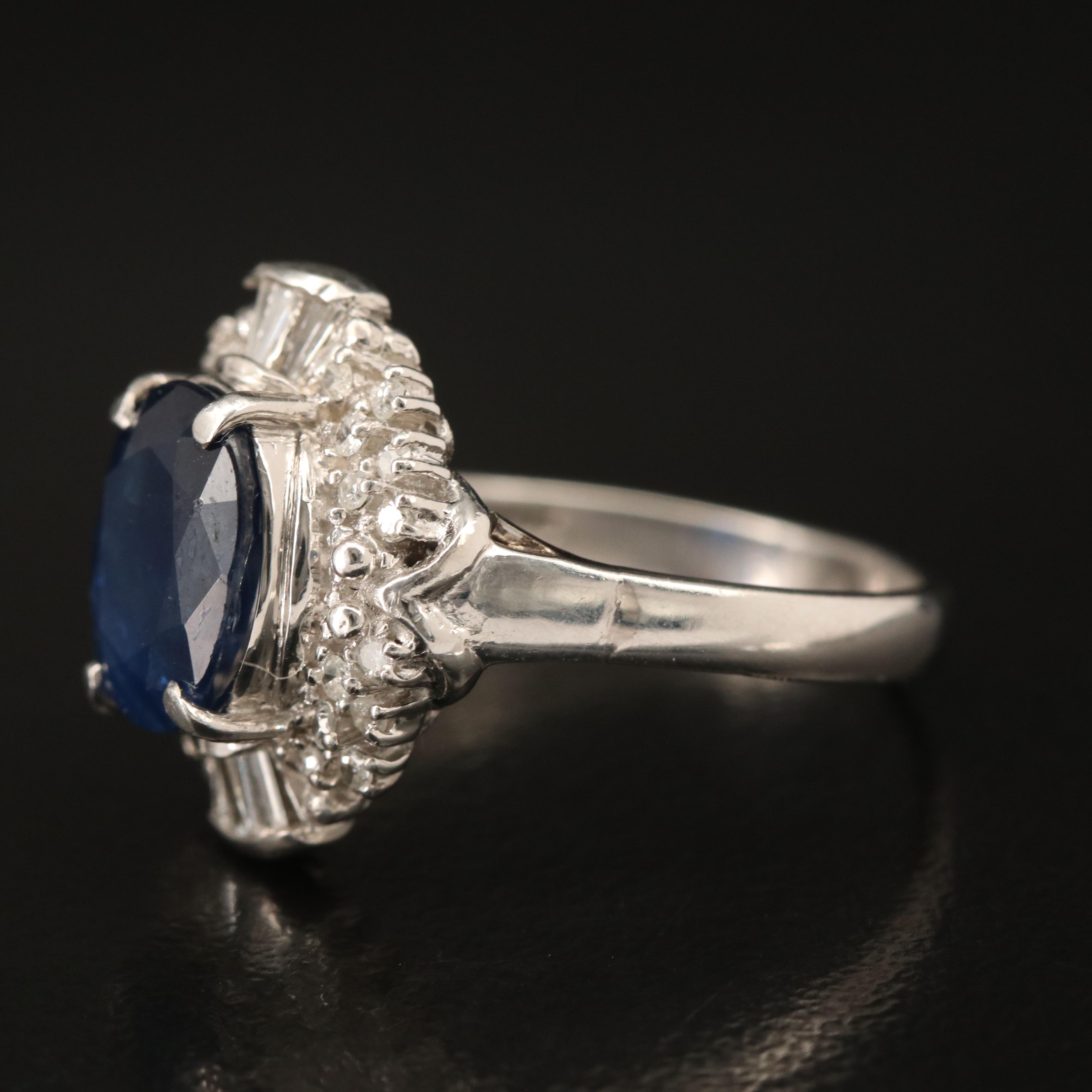 Platinum Sapphire and Diamond Ring