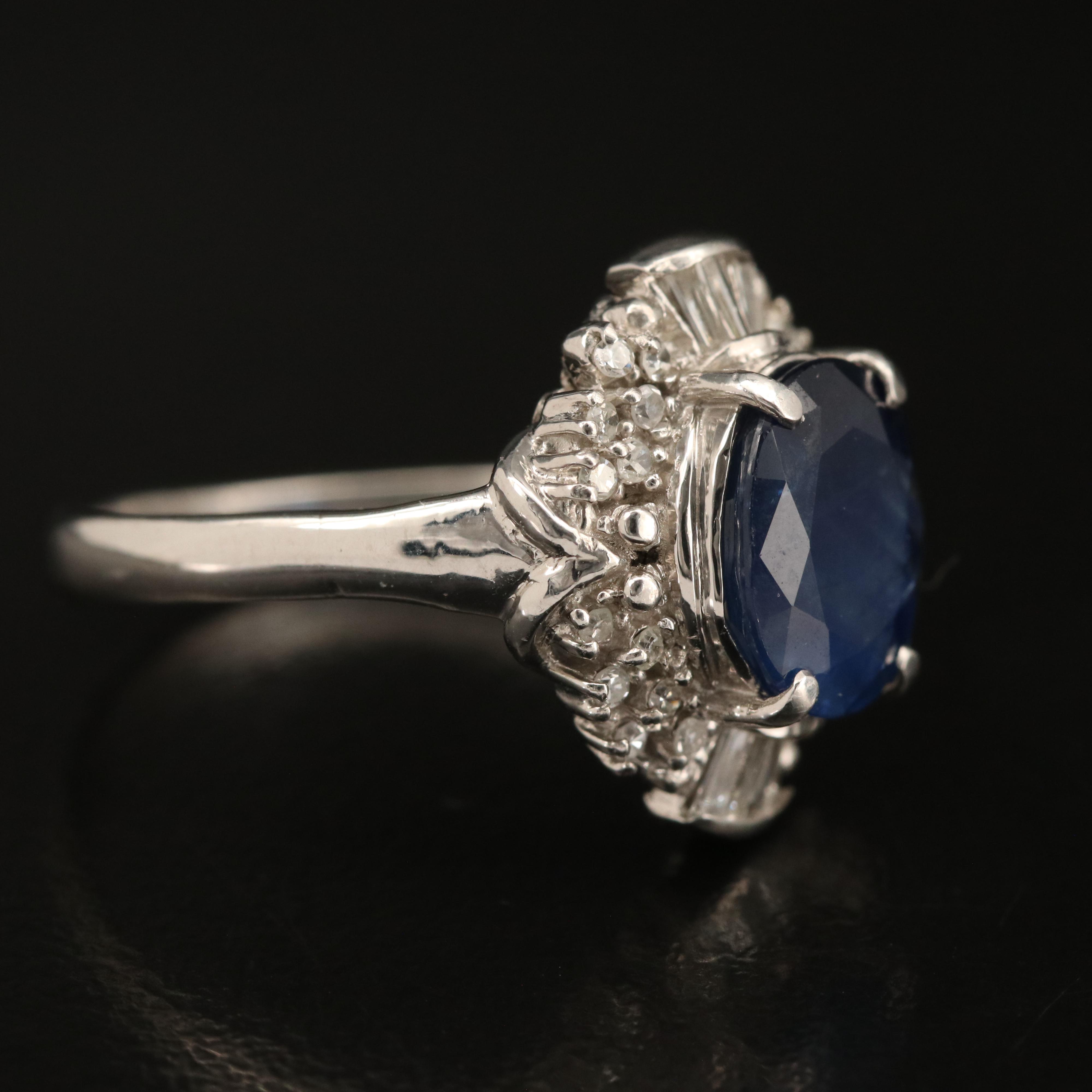 Platinum Sapphire and Diamond Ring
