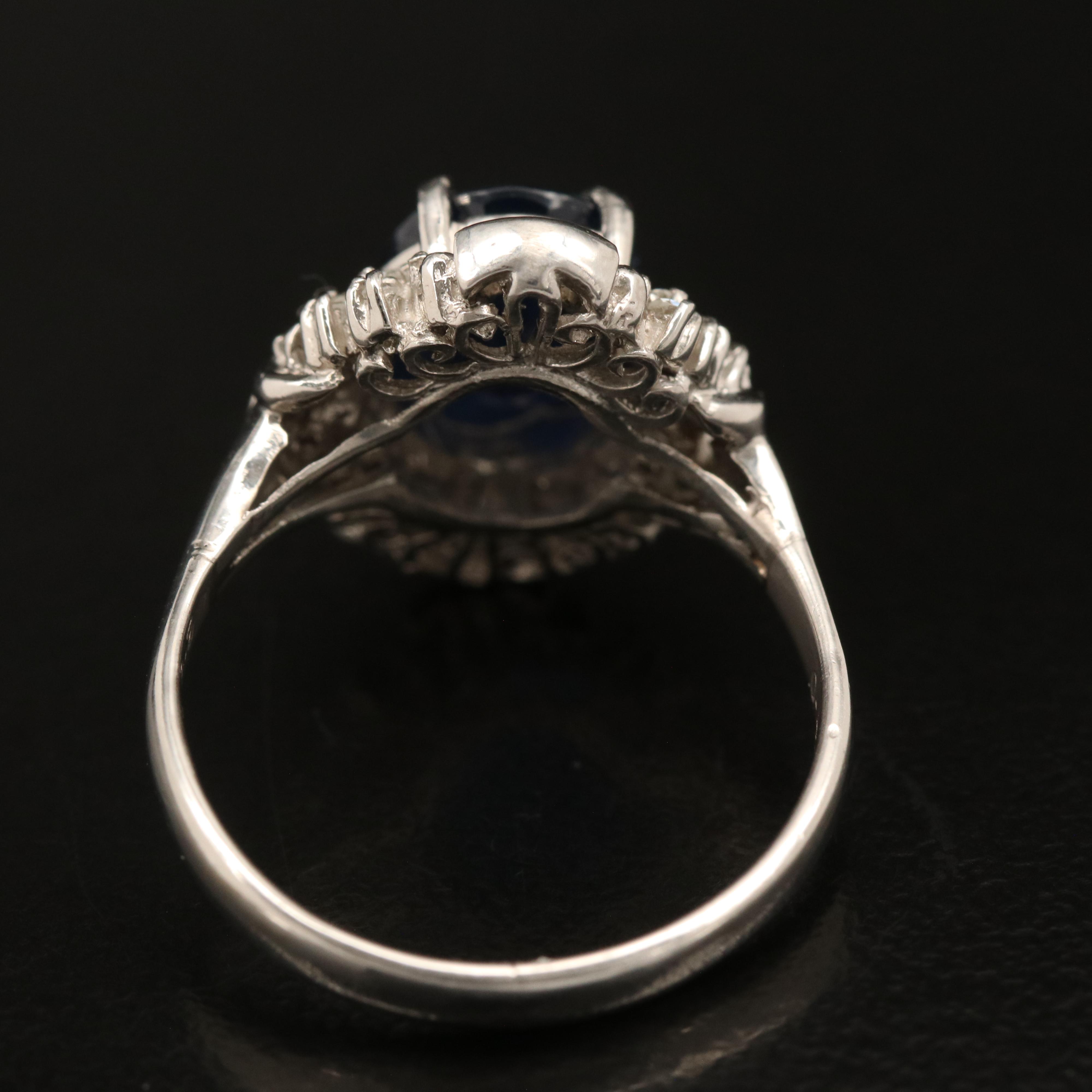 Platinum Sapphire and Diamond Ring