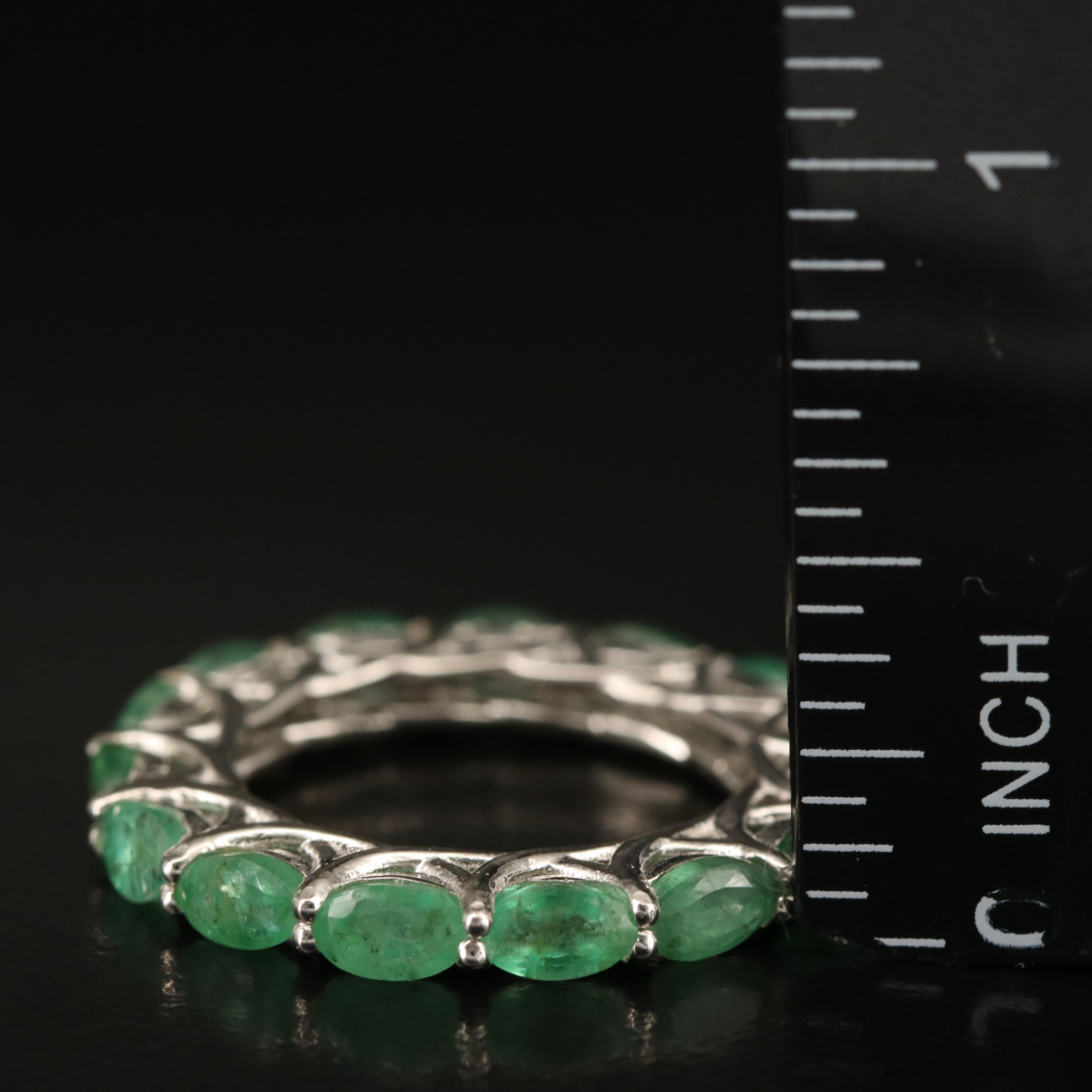Sterling Emerald Eternity Band