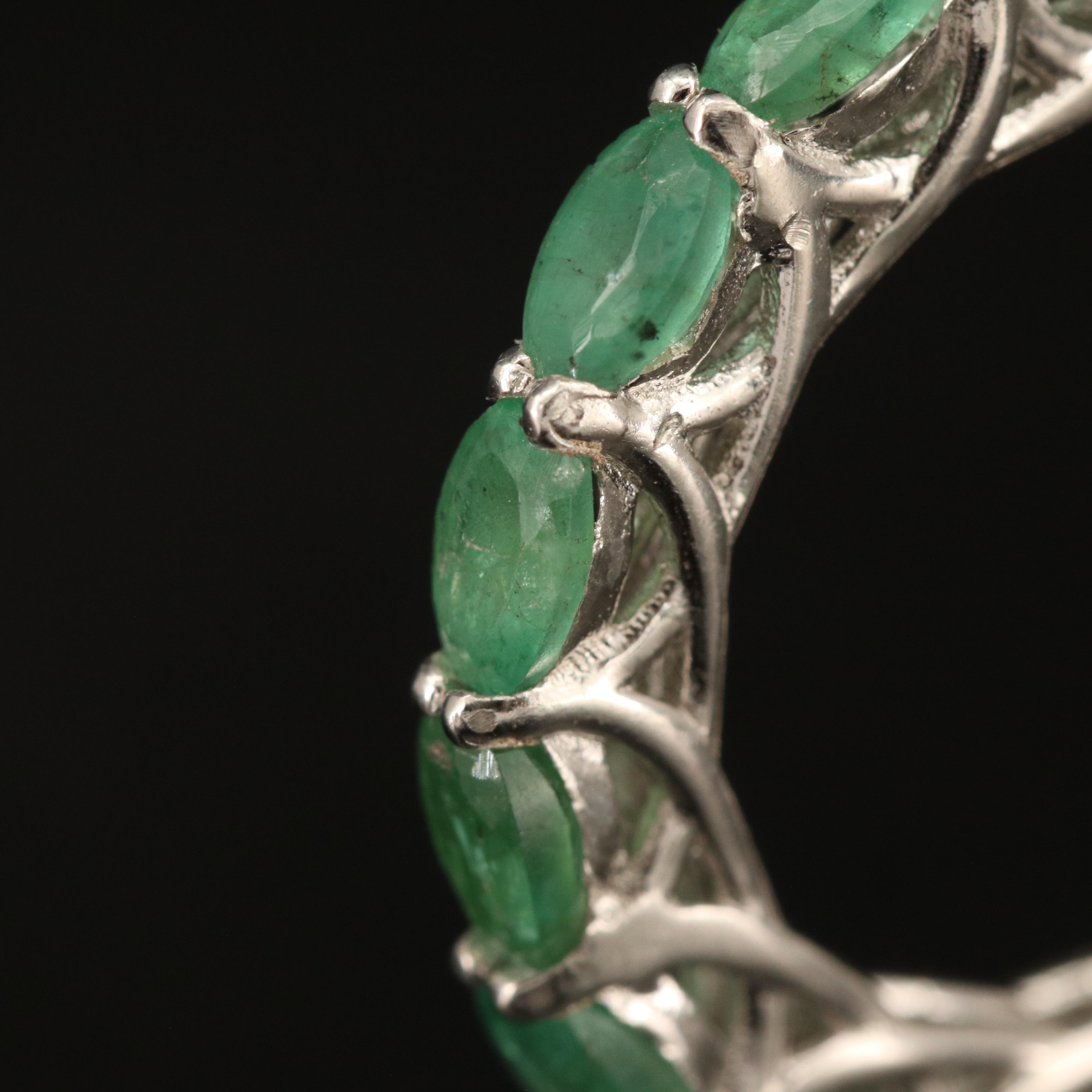 Sterling Emerald Eternity Band