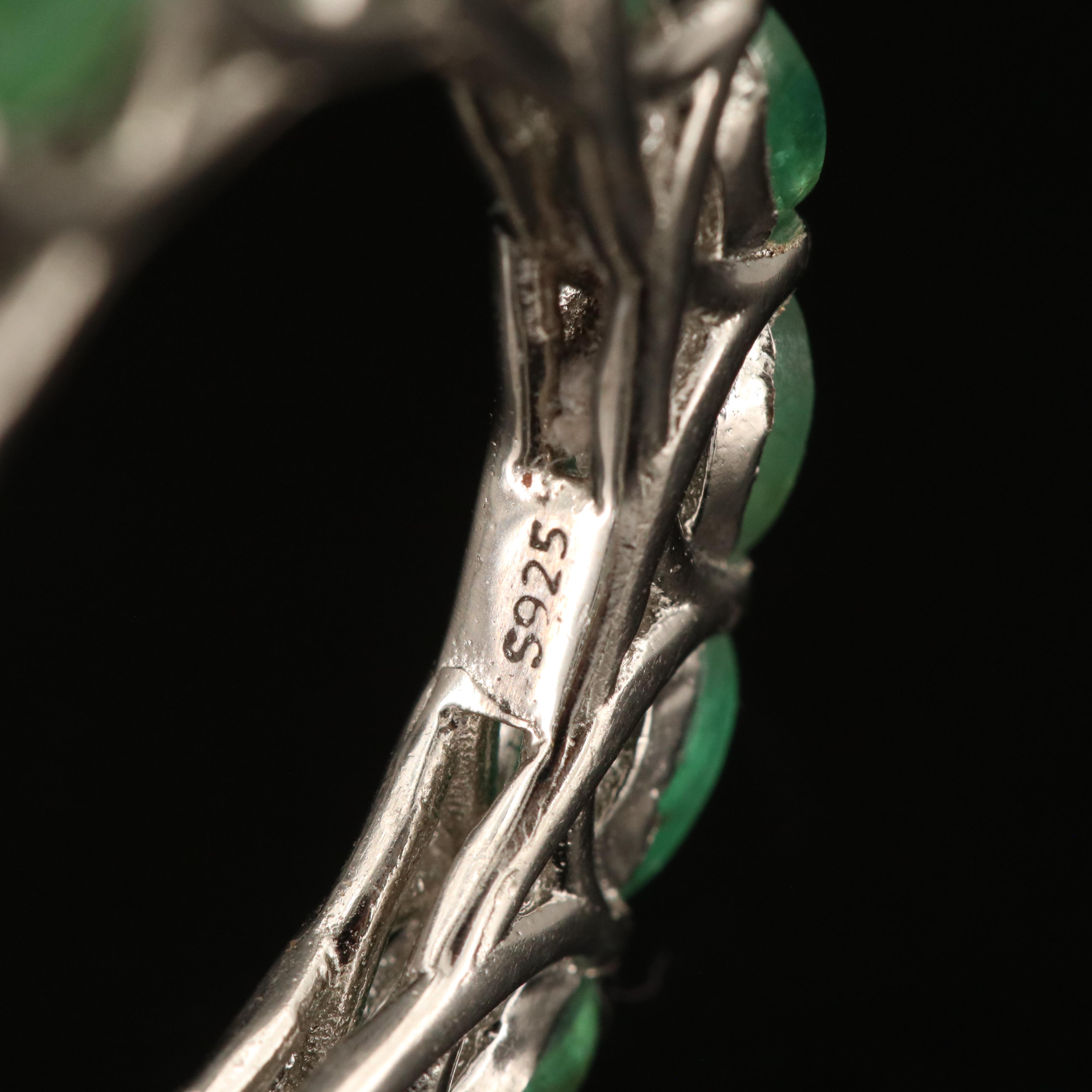 Sterling Emerald Eternity Band