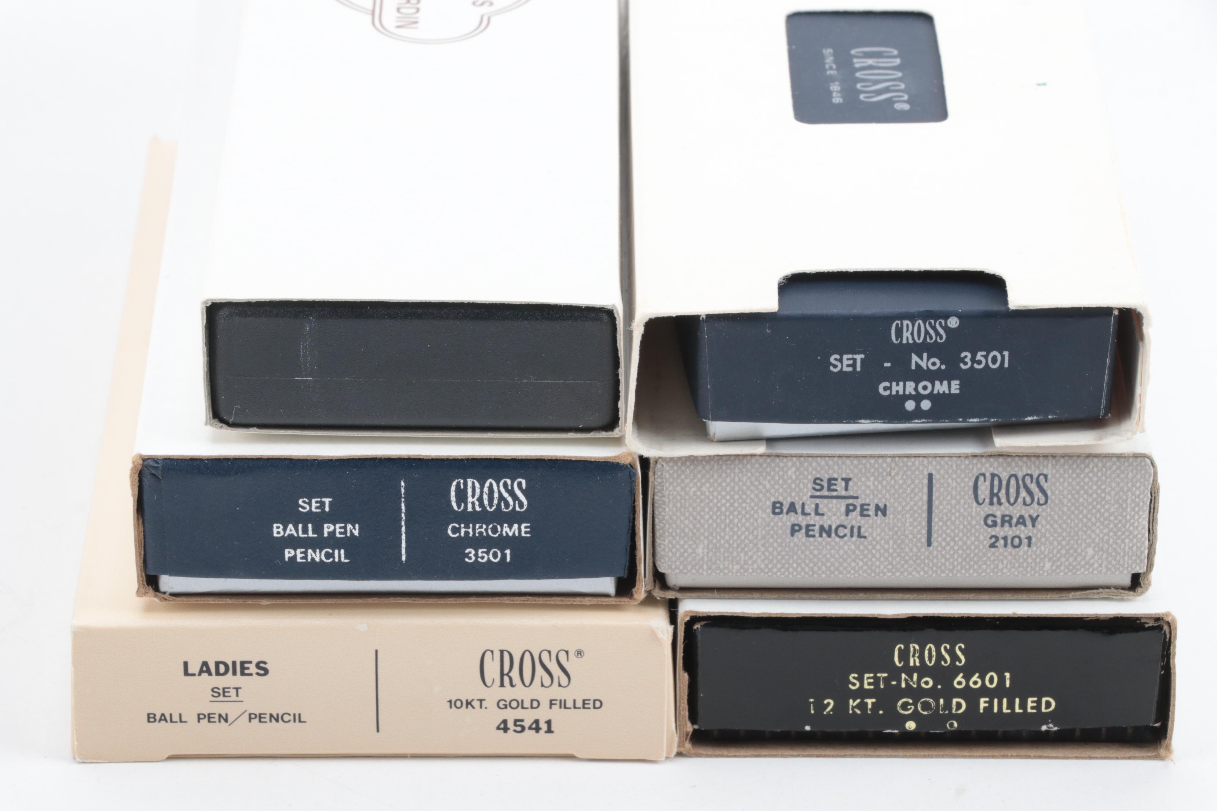 Cross, Pierre Cardin and Other Ballpoint Pens and Pencils with Seiko Desk Clock