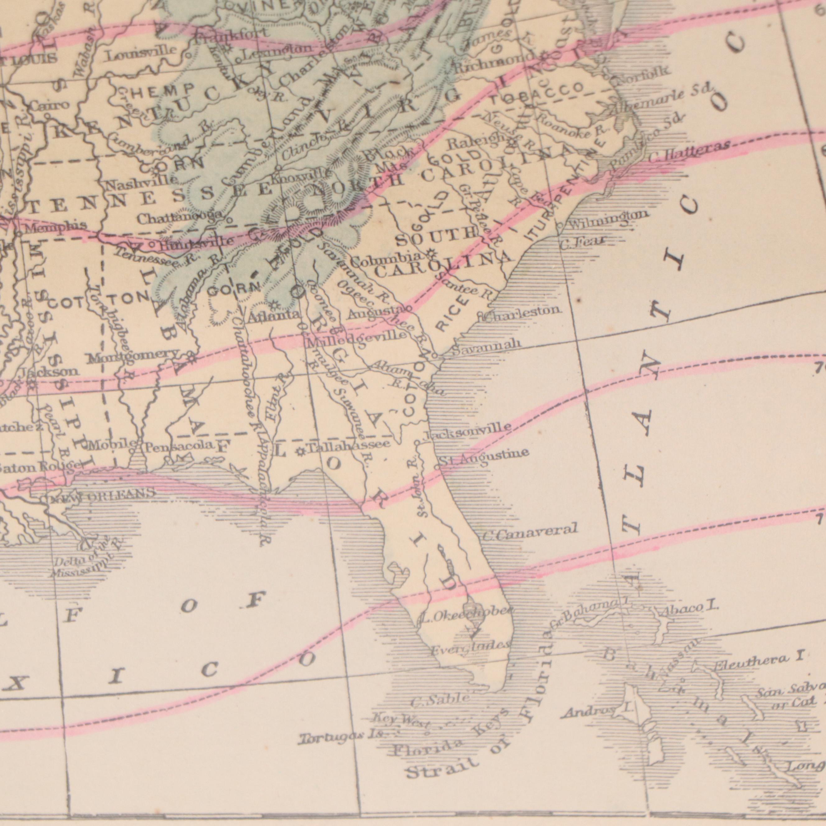 Wax Engraving Map "Map X - Physical Features of the United States," Circa 1870