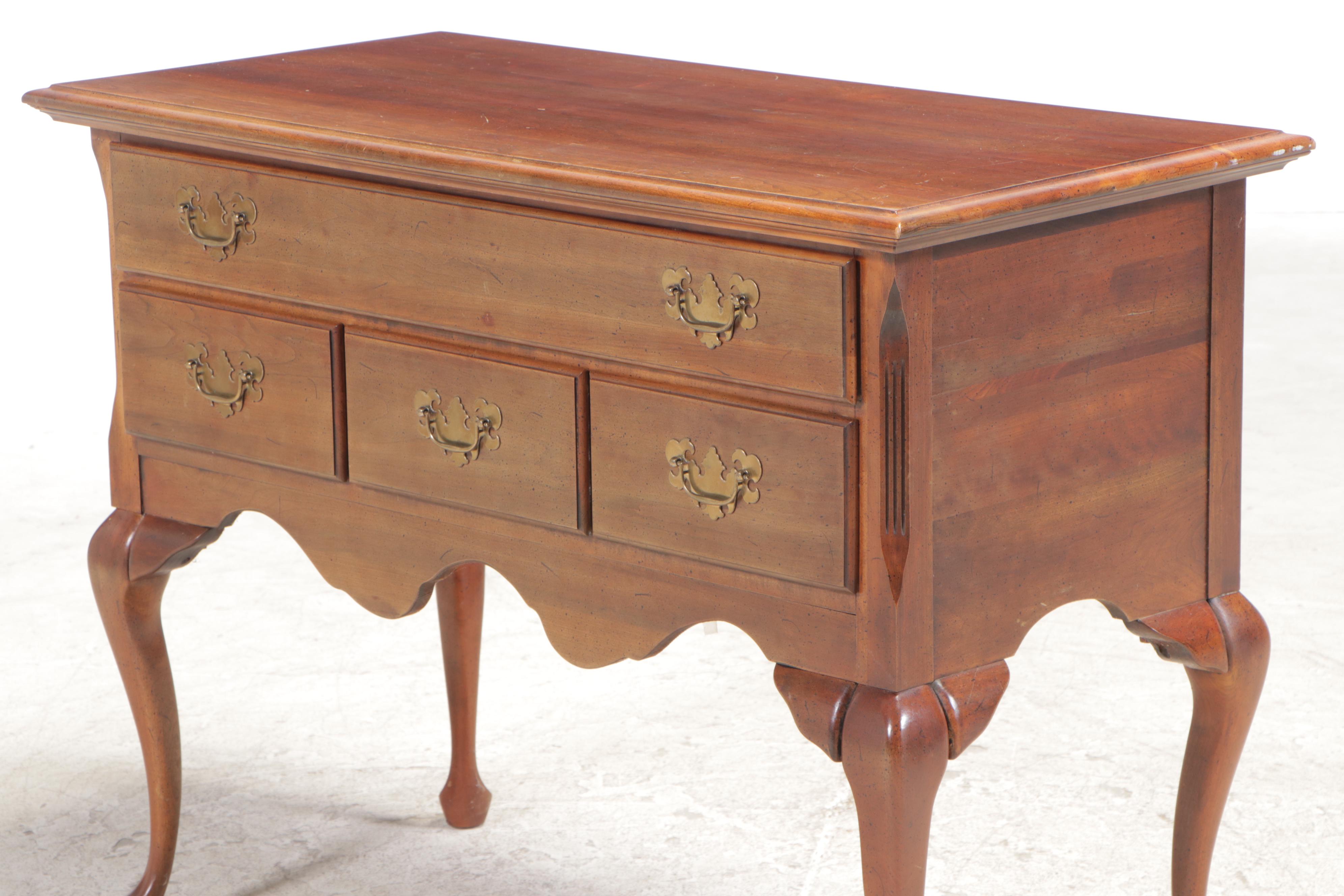 Queen Anne Style Cherrywood Lowboy, Late 20th Century