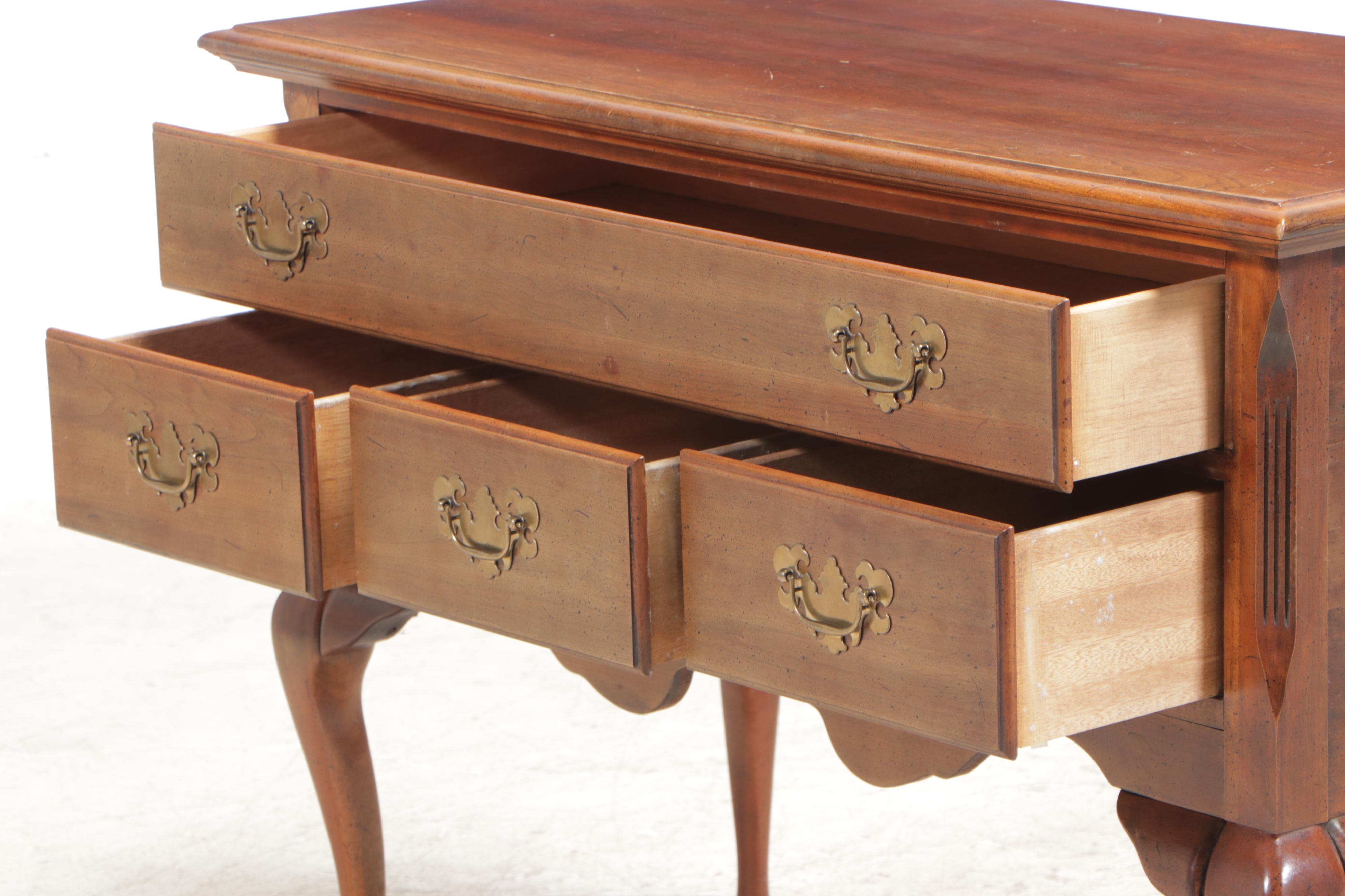 Queen Anne Style Cherrywood Lowboy, Late 20th Century