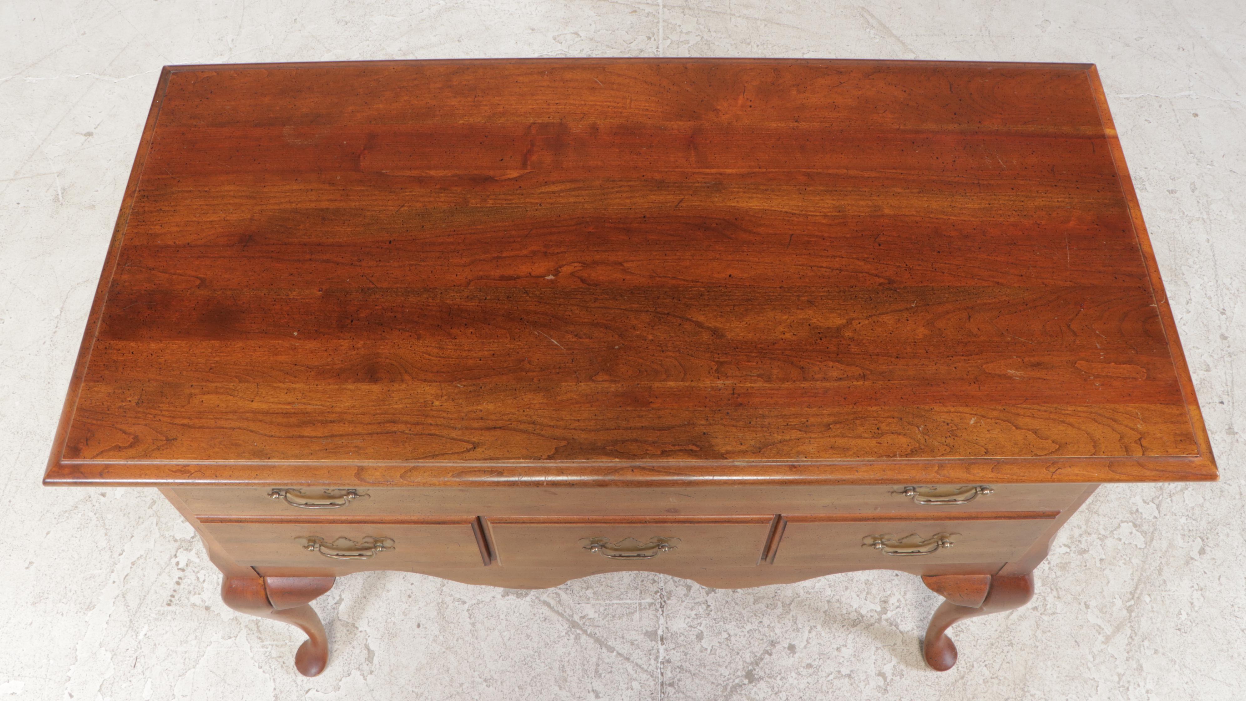 Queen Anne Style Cherrywood Lowboy, Late 20th Century