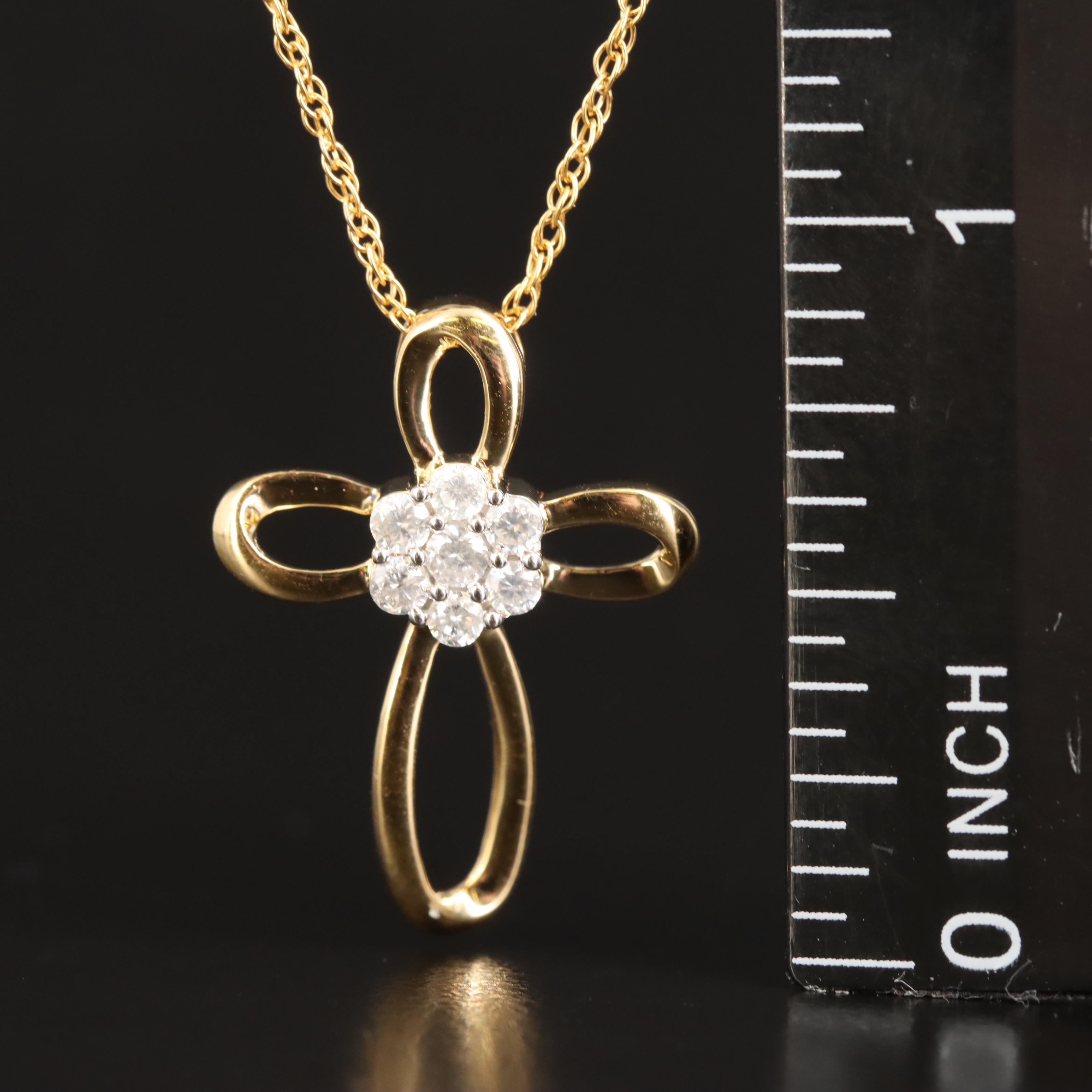 Sterling Diamond Cross on Gold-Filled Chain Necklace