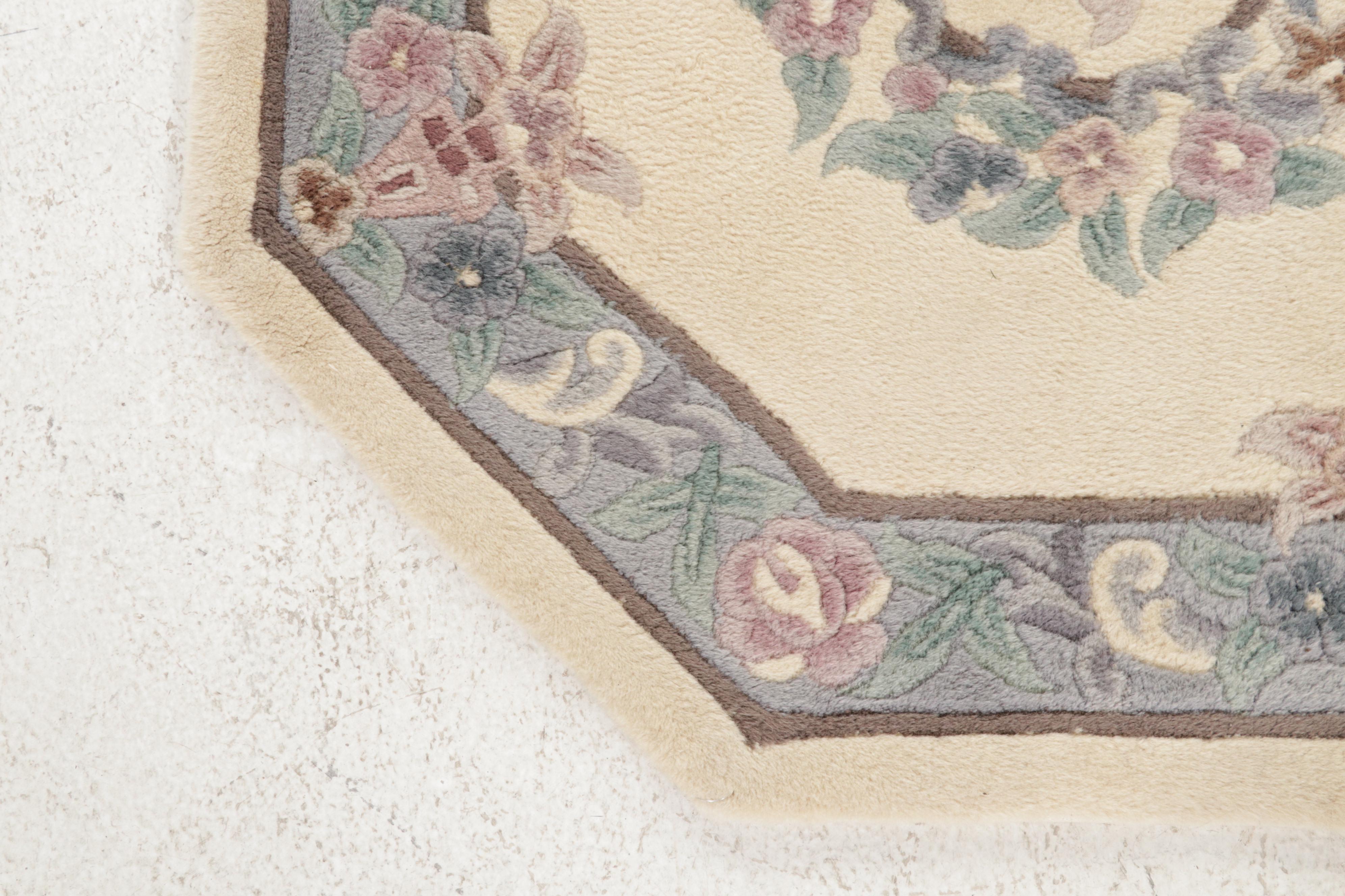 3'3 Octagonal Hand-Tufted Mandarin Classics Chinese Peking Accent Rug