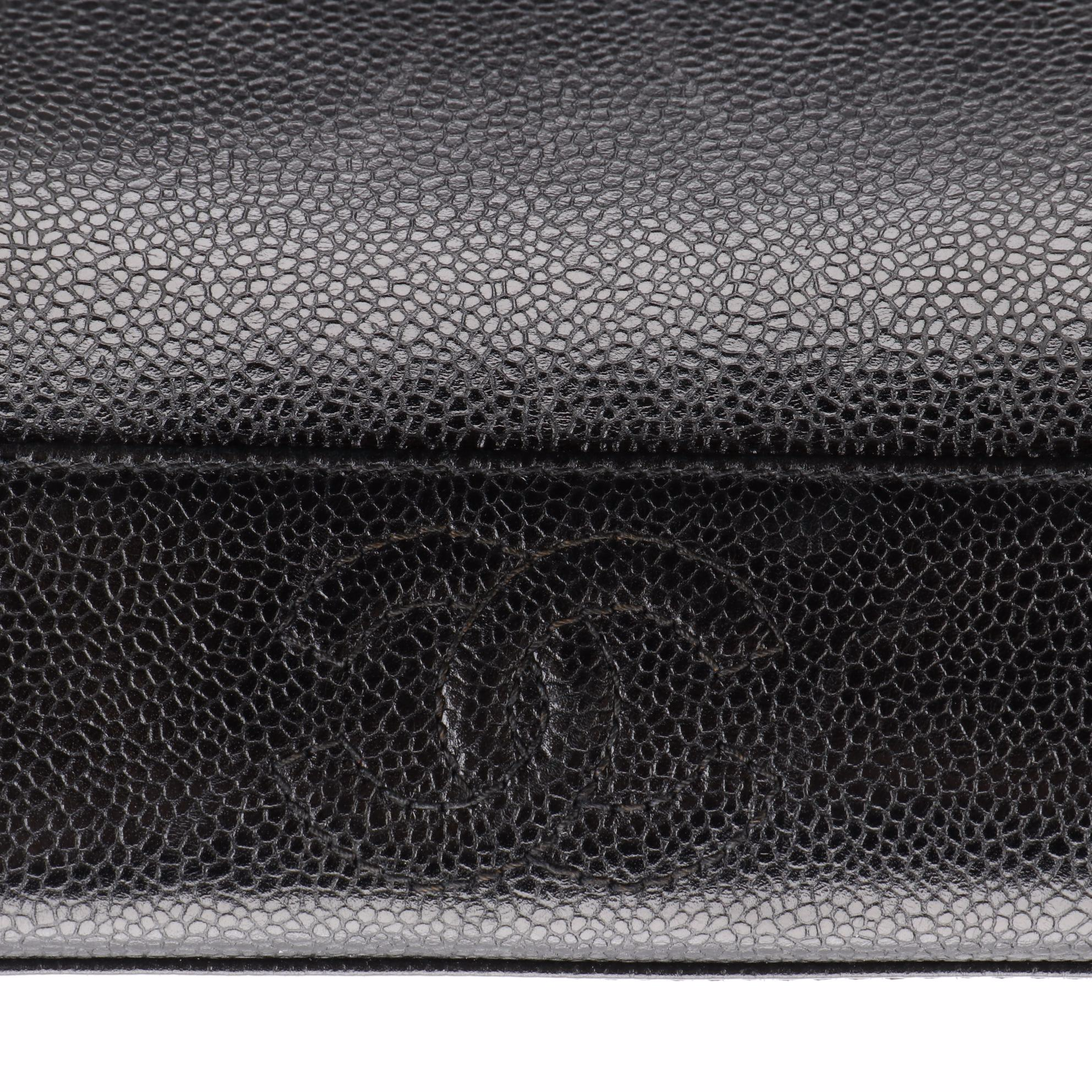 Chanel Triple CC Medium Shoulder Bag in Black Caviar Leather