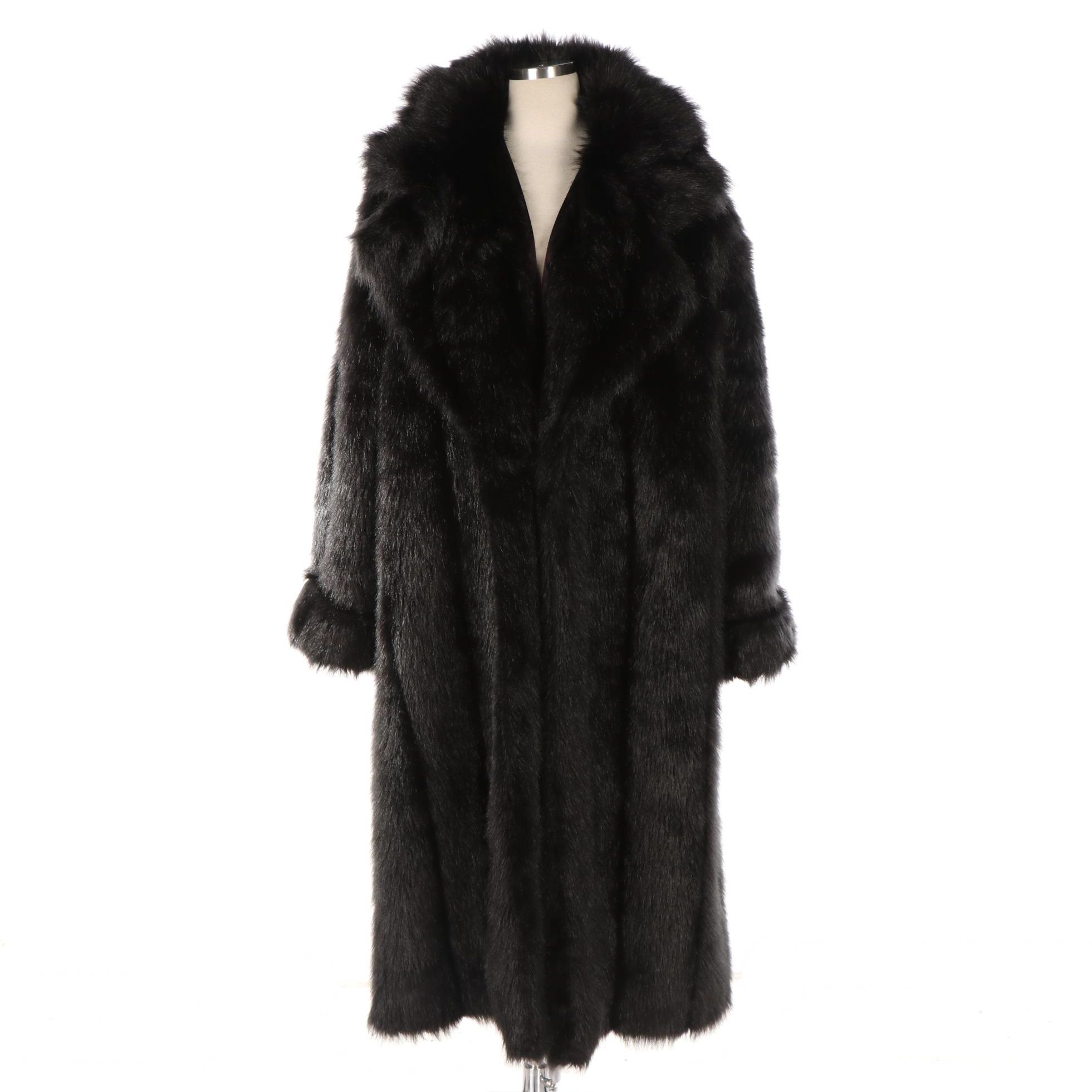 Donna Salyers Fabulous-Furs Hooded Full-Length Coat in Faux Fur