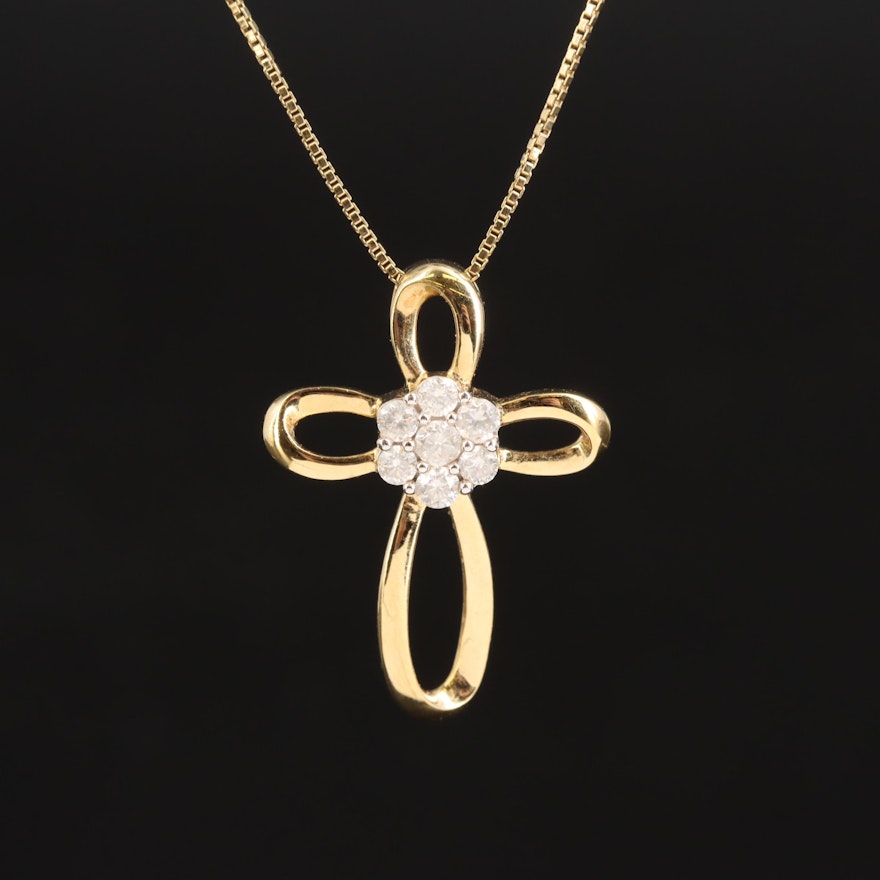 Sterling Diamond Cross Necklace