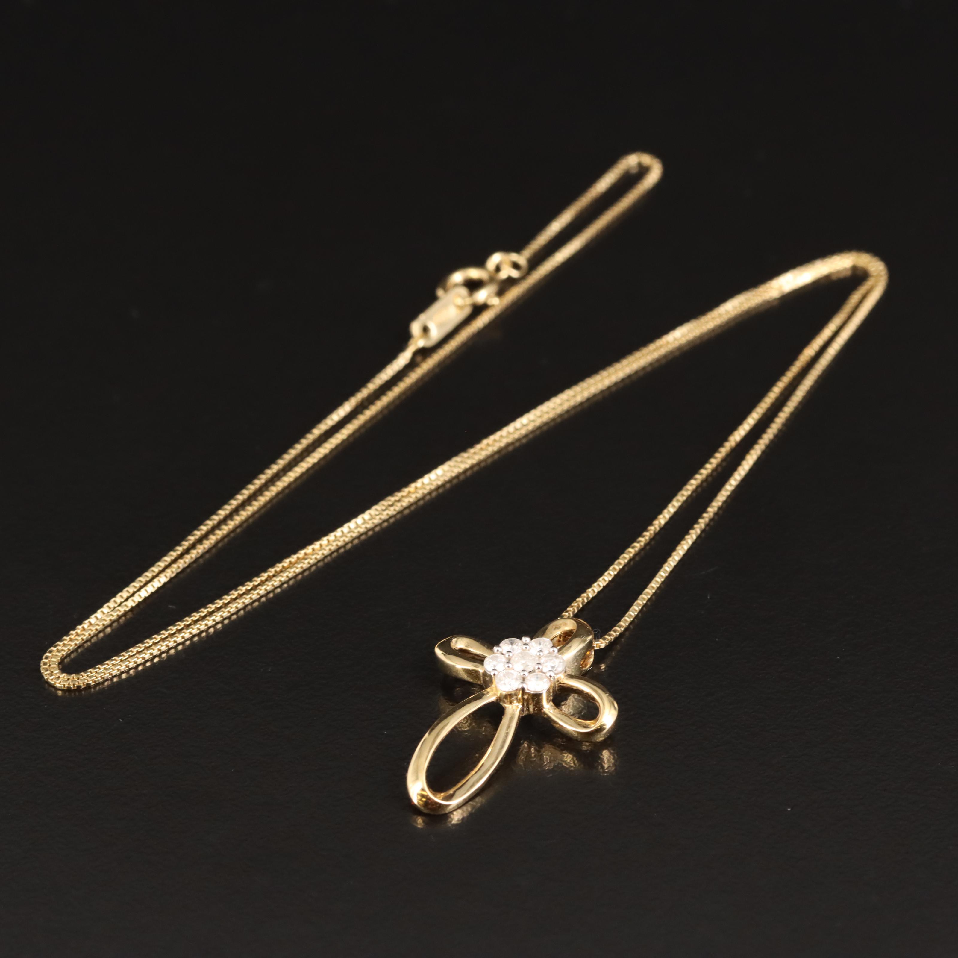 Sterling Diamond Cross Necklace