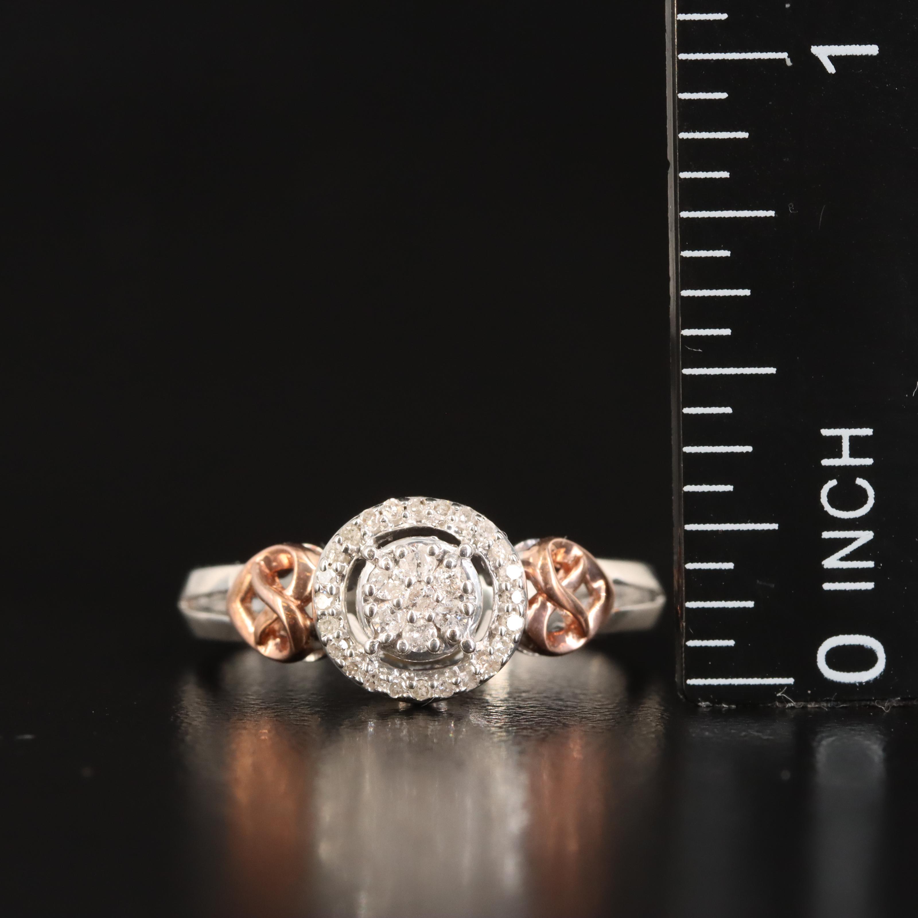 Sterling Diamond Ring with Heart Details