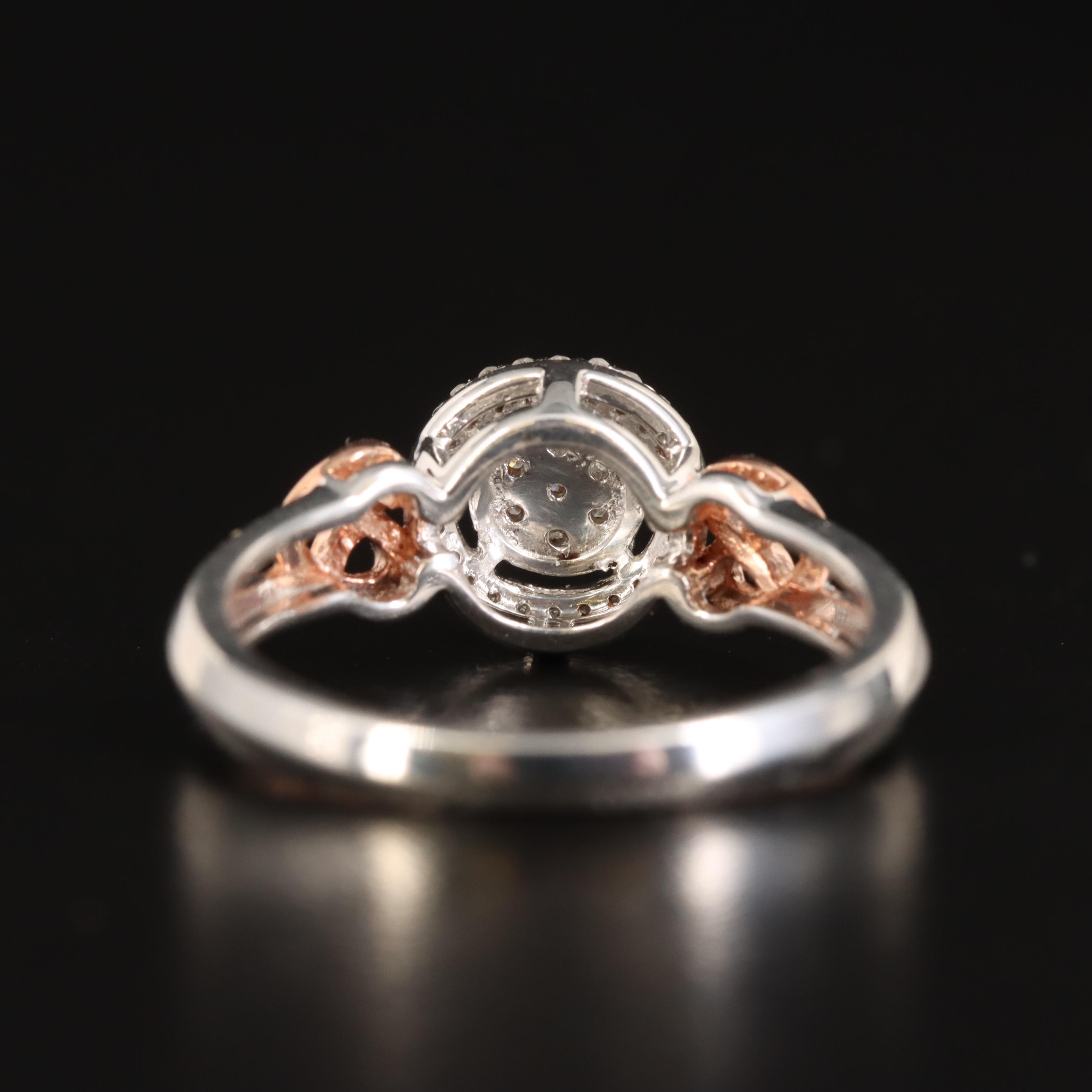 Sterling Diamond Ring with Heart Details