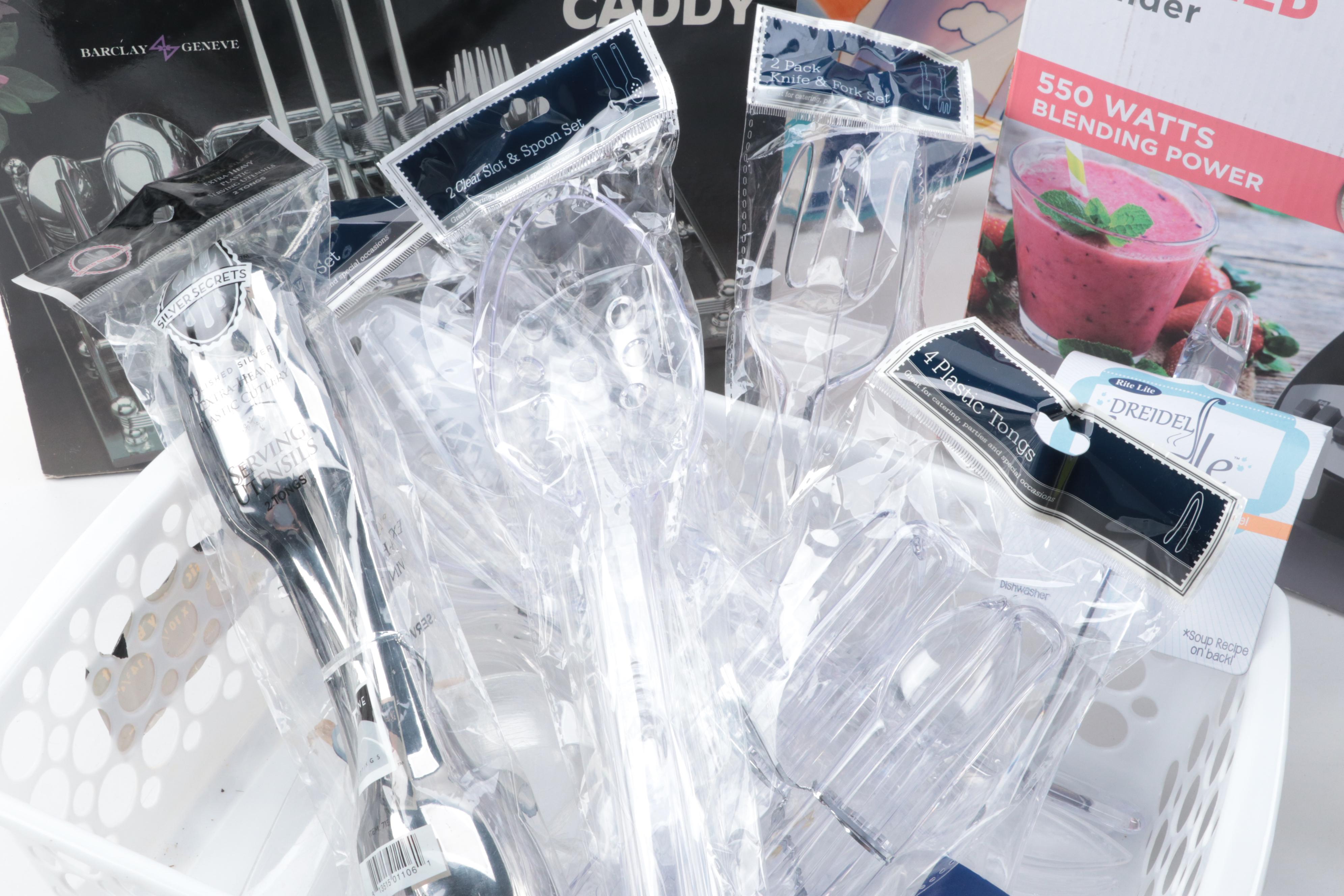 Black and Decker Blender, Travel Themed Trays, Plastic Flatware and More