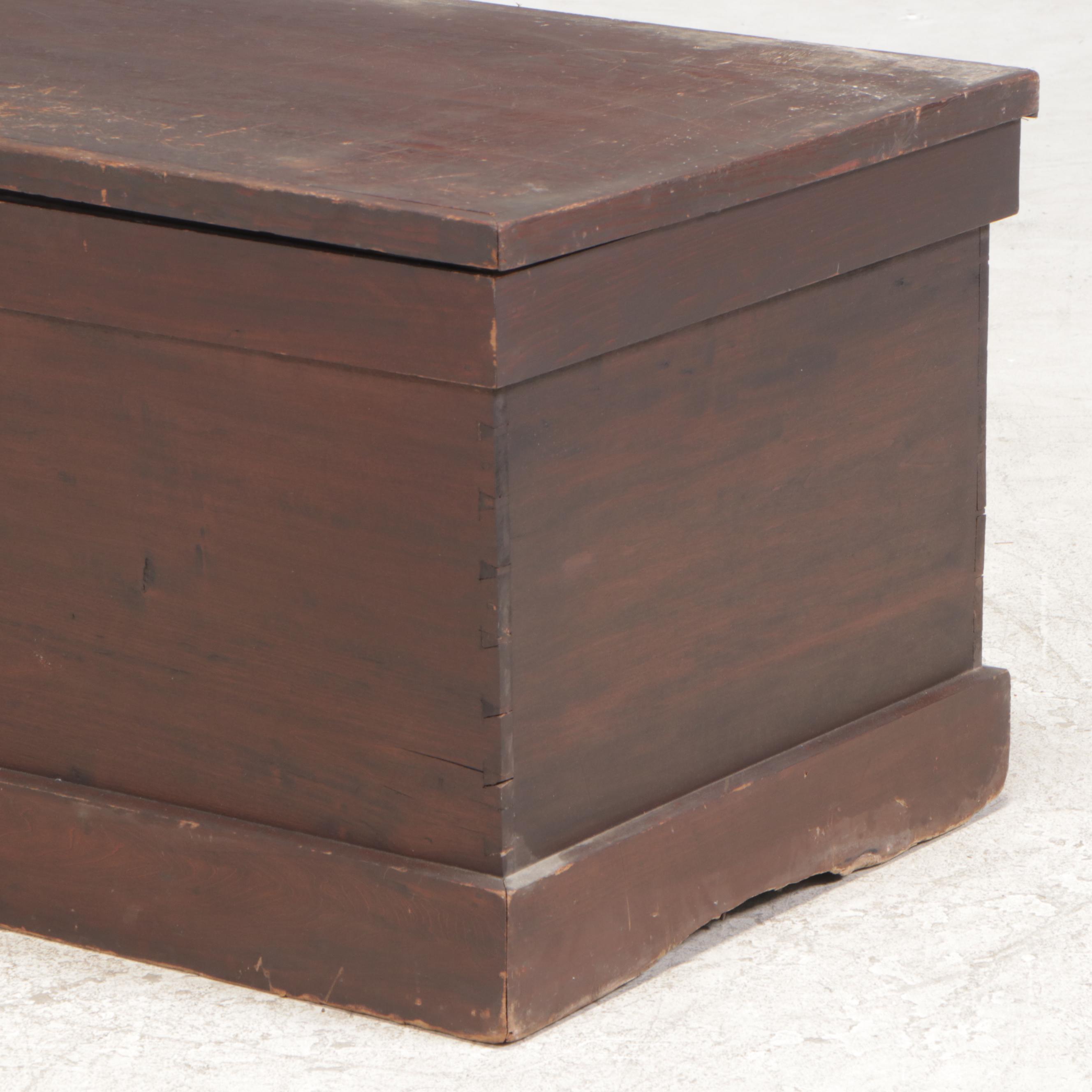 American Primitive Pine and Poplar Lift-Lid Chest, Late 19th/Early 20th Century