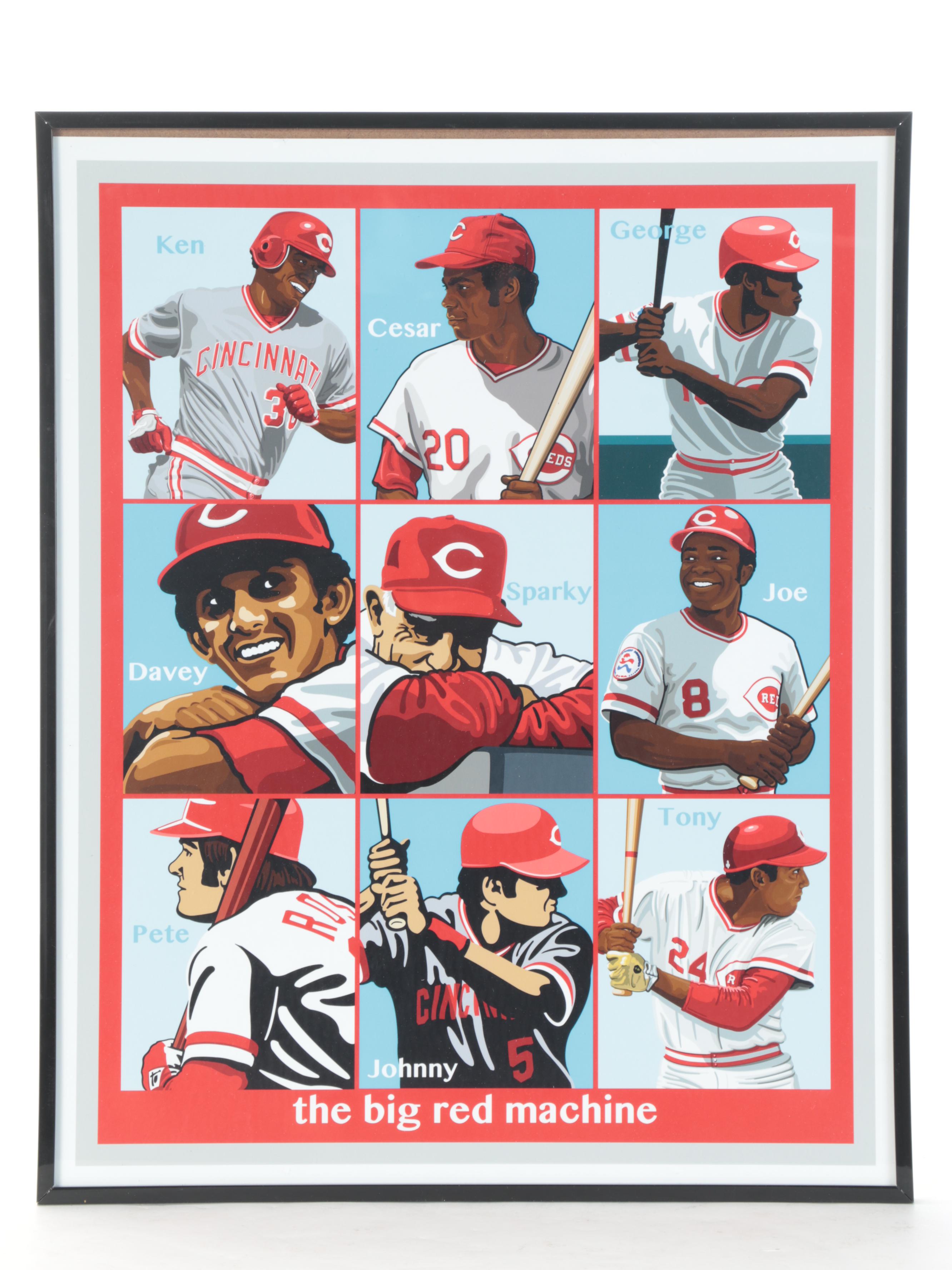 Cincinnati Reds Big Red Machine Framed Poster, Plaque With Authentic Turf, More