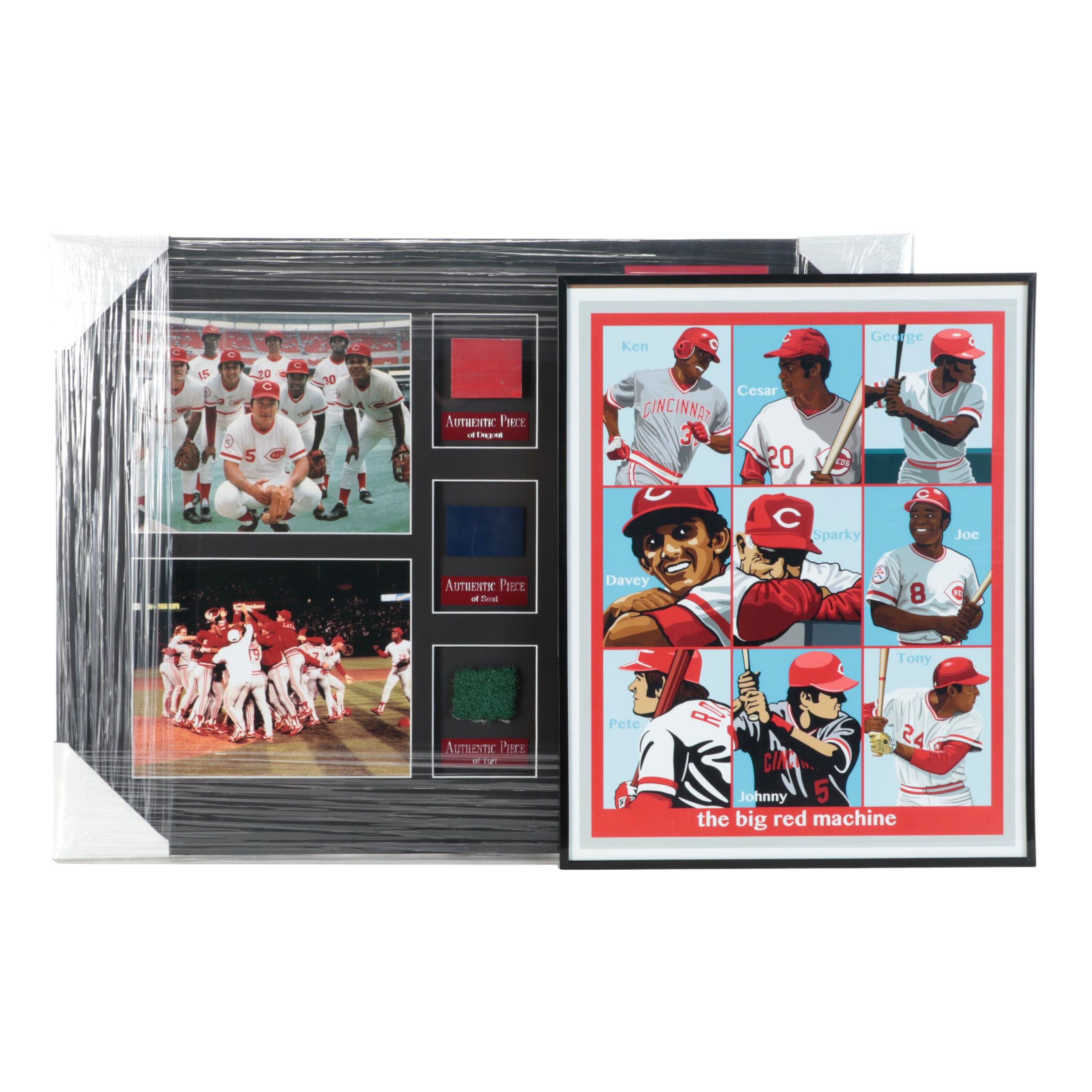Cincinnati Reds Big Red Machine Framed Poster, Plaque With Authentic Turf, More