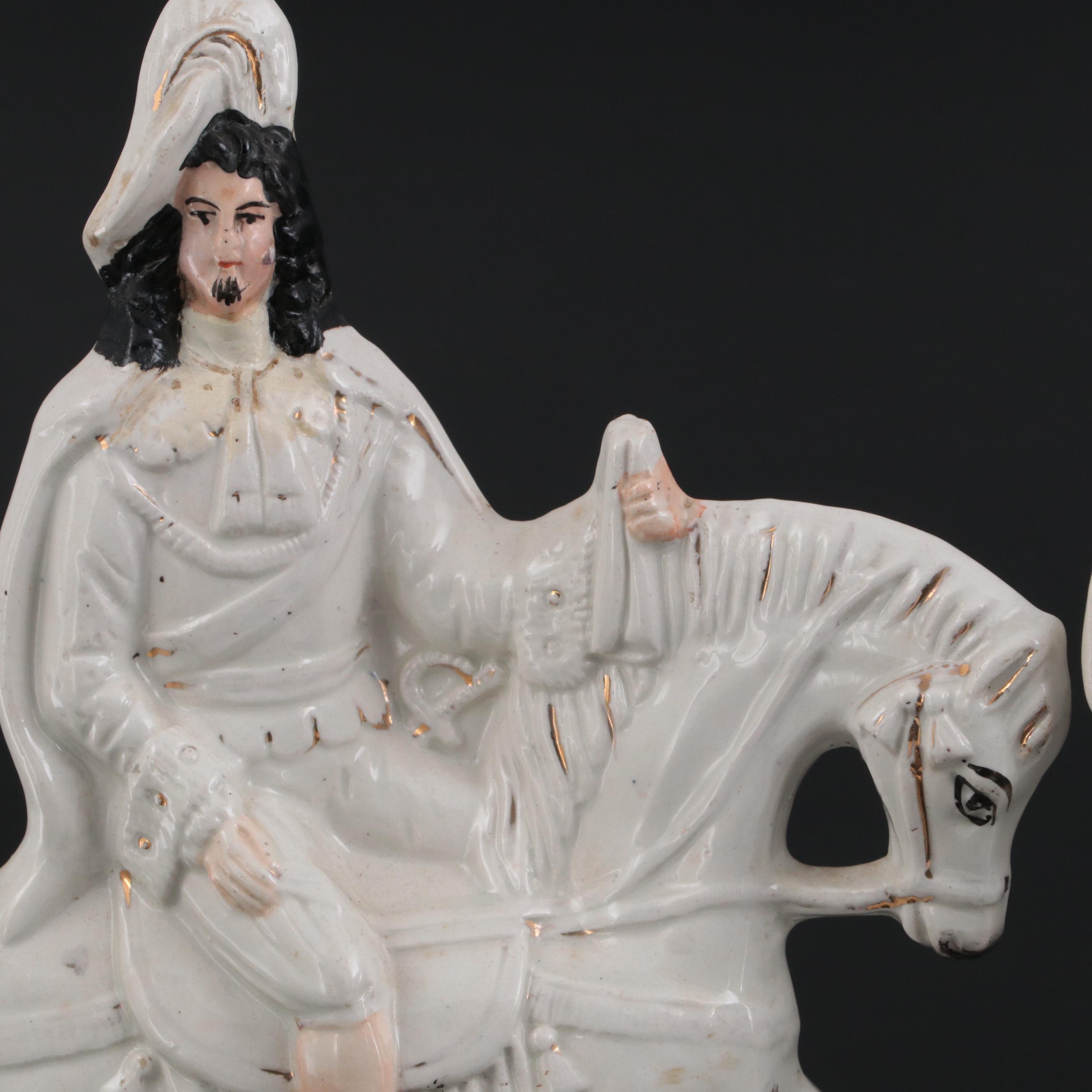 Staffordshire Stag Hunter Flat Back Figurines, Mid to Late 19th Century