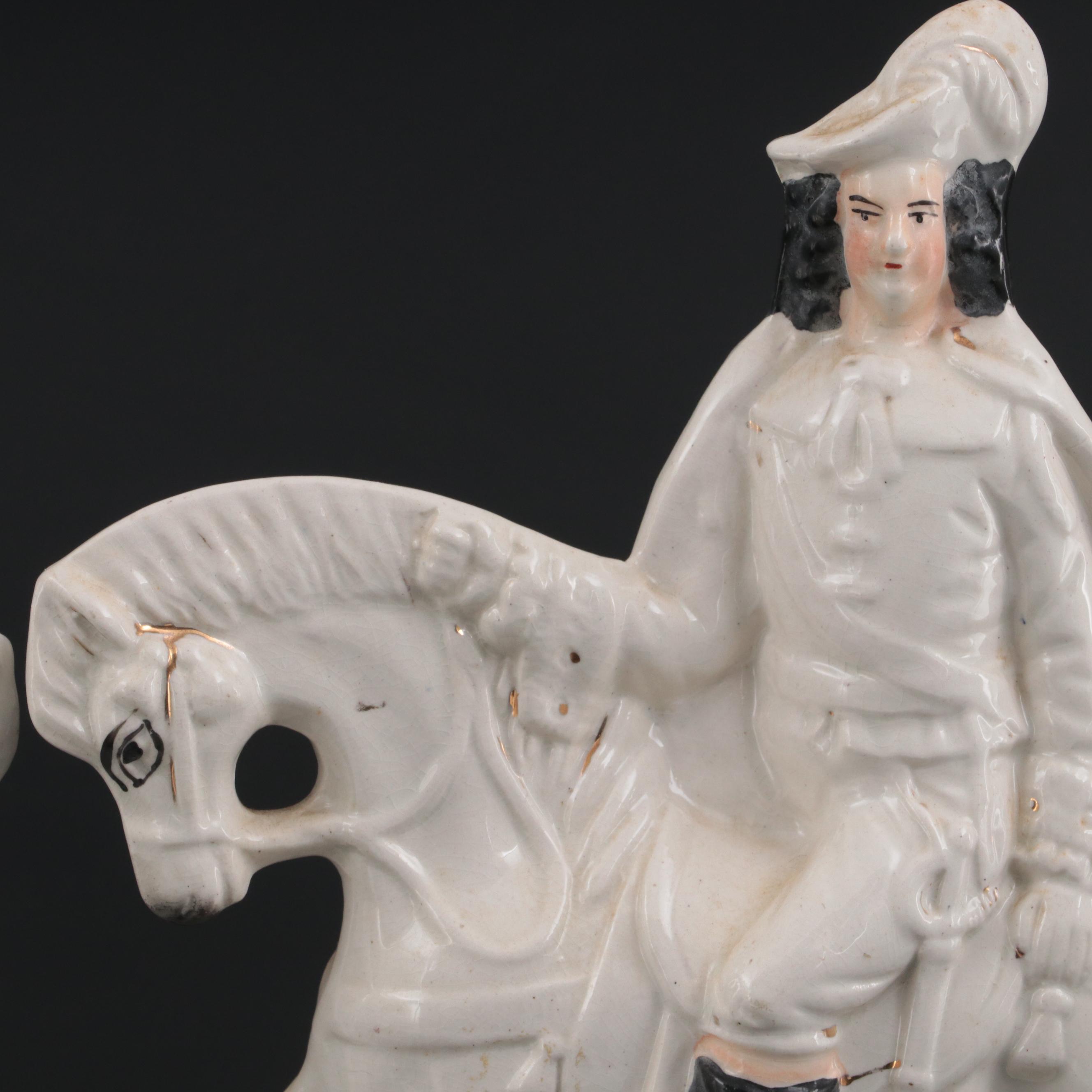 Staffordshire Stag Hunter Flat Back Figurines, Mid to Late 19th Century