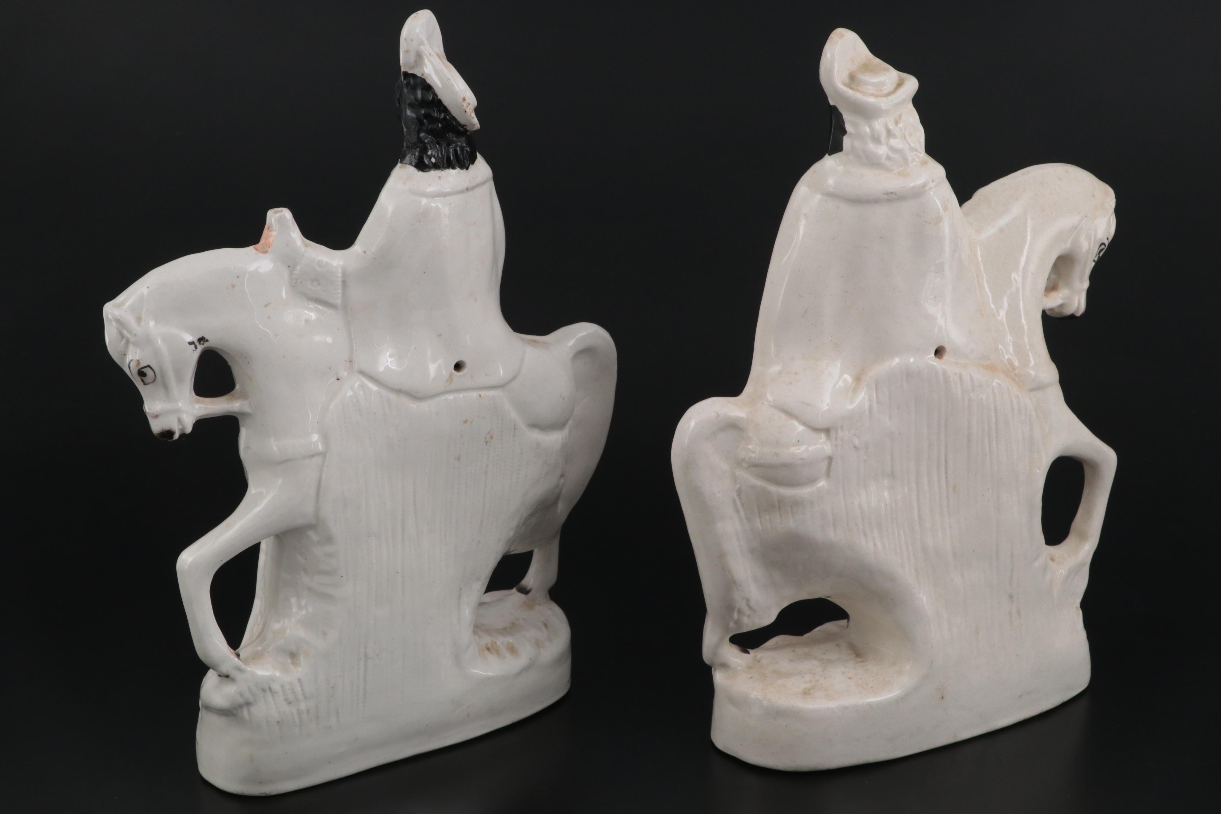 Staffordshire Stag Hunter Flat Back Figurines, Mid to Late 19th Century