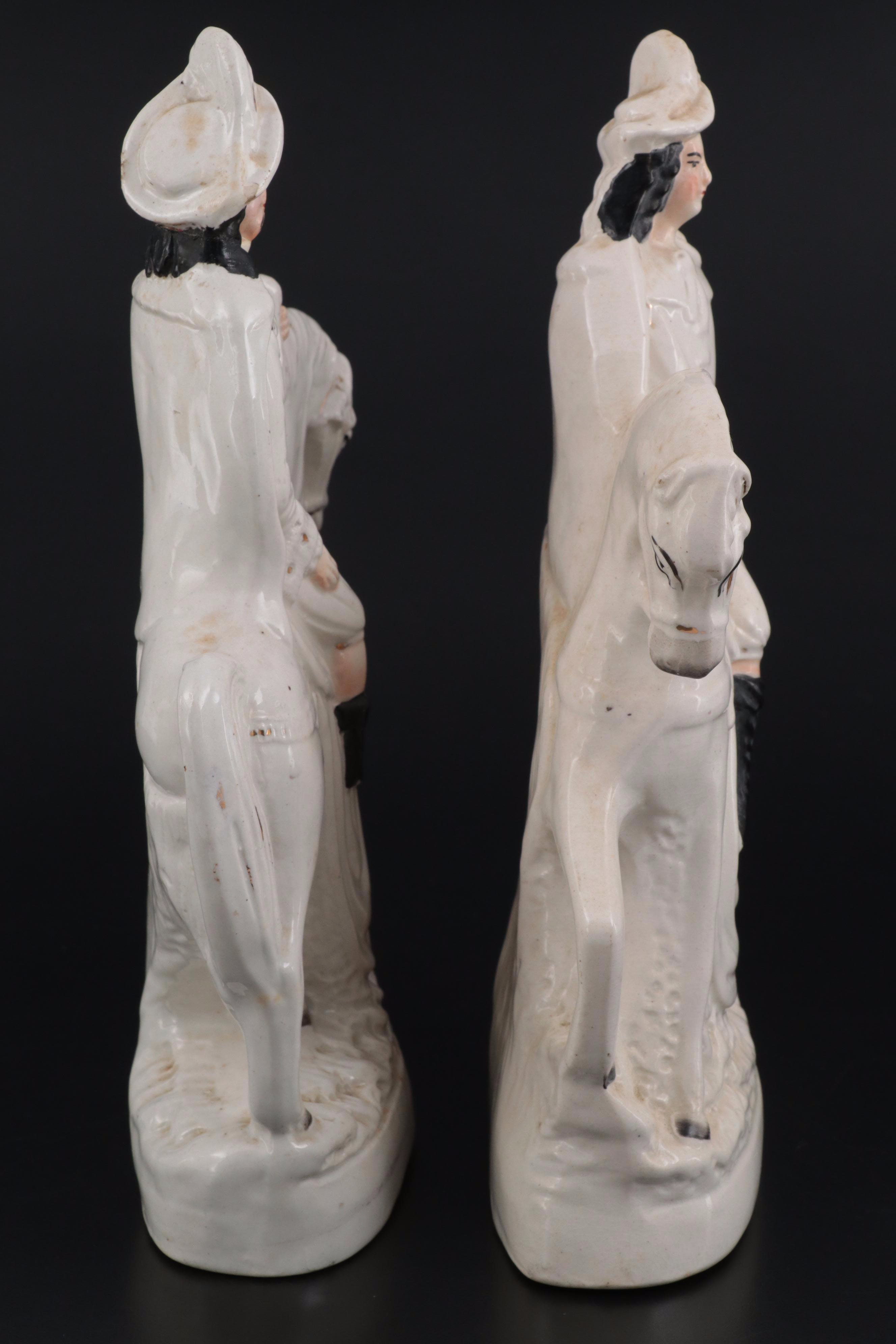 Staffordshire Stag Hunter Flat Back Figurines, Mid to Late 19th Century