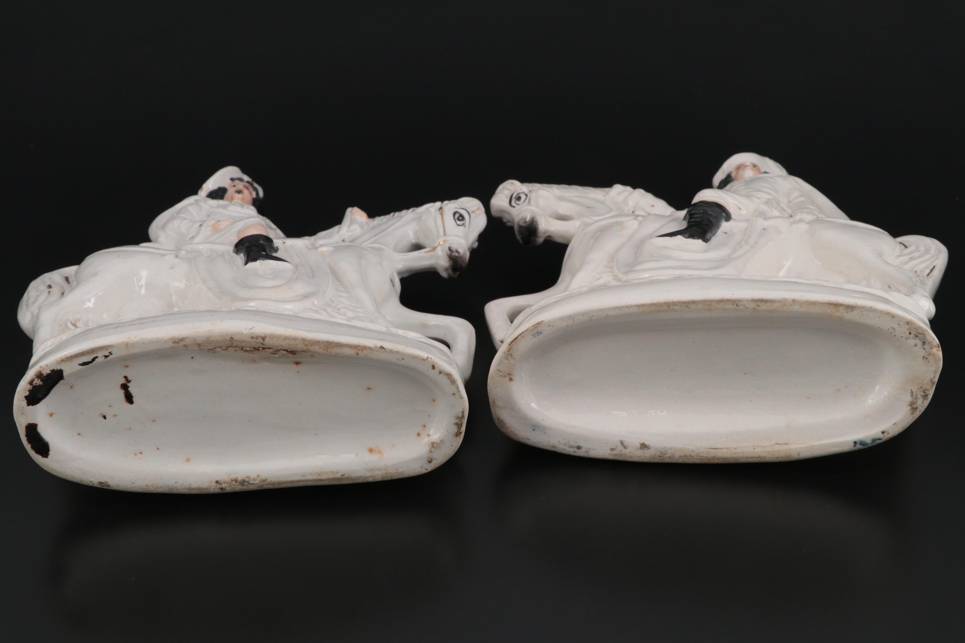 Staffordshire Stag Hunter Flat Back Figurines, Mid to Late 19th Century