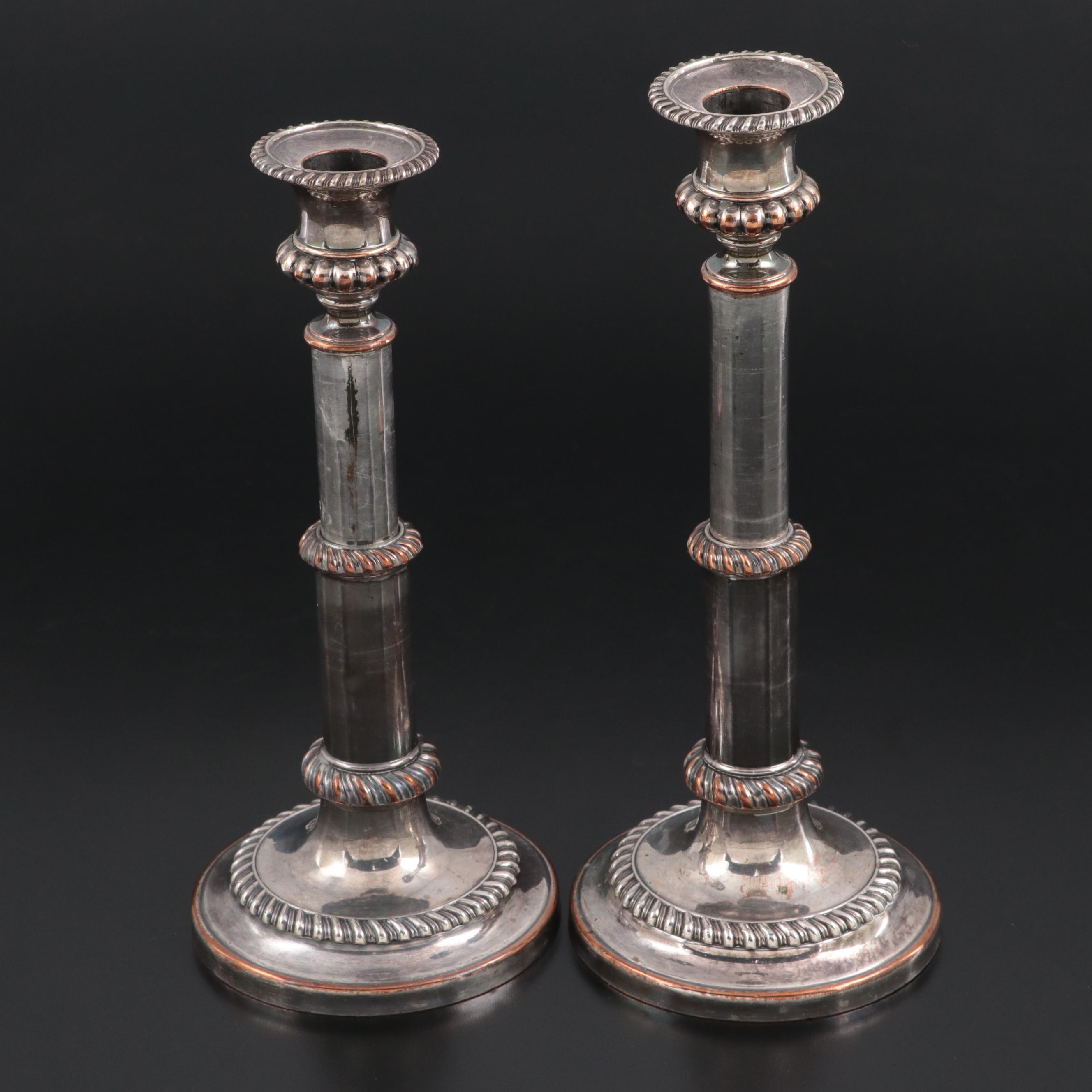 Pair of Old Sheffield Plate Telescopic Candlesticks, 19th Century