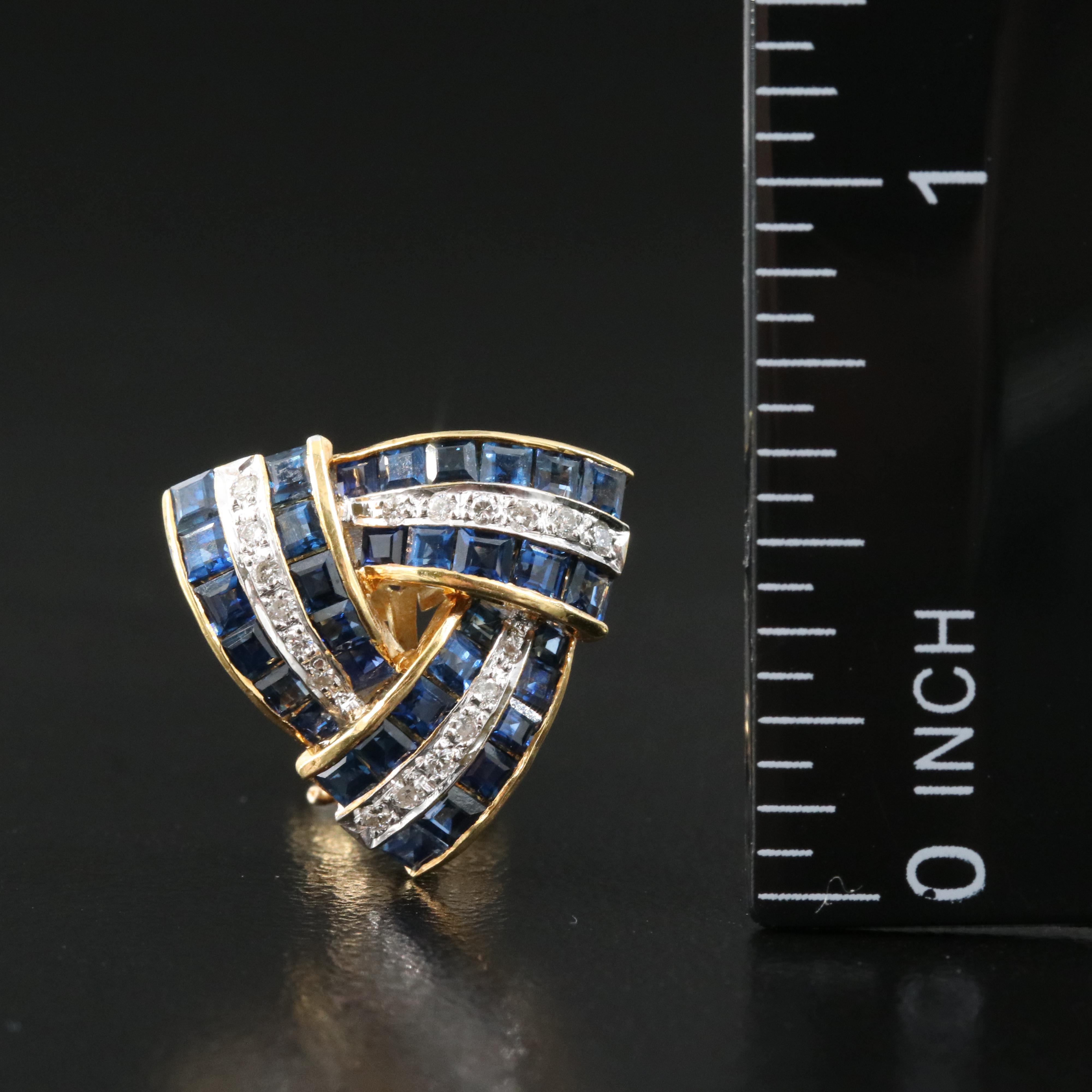 14K Sapphire and Diamond Triangle Knot Earrings