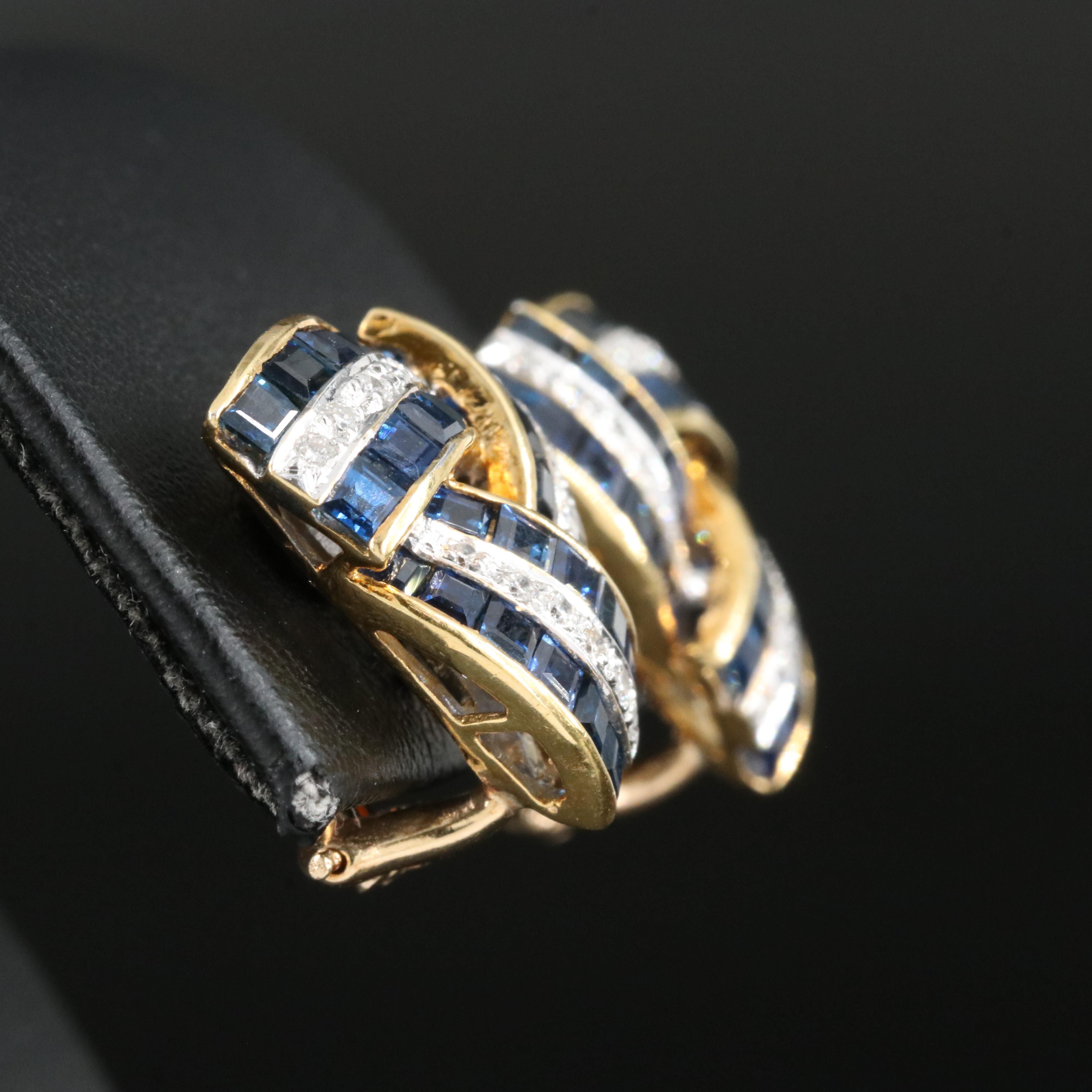 14K Sapphire and Diamond Triangle Knot Earrings