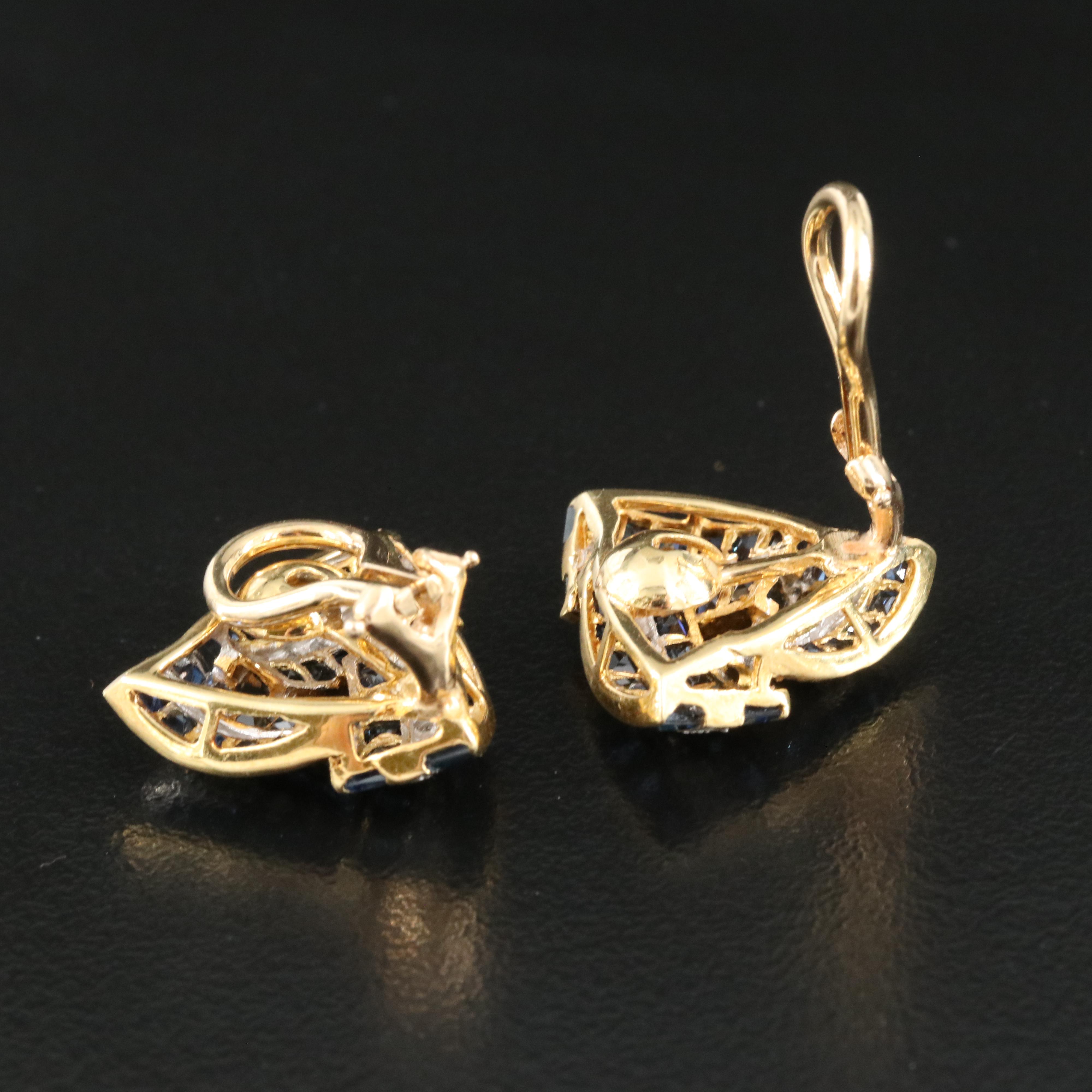 14K Sapphire and Diamond Triangle Knot Earrings