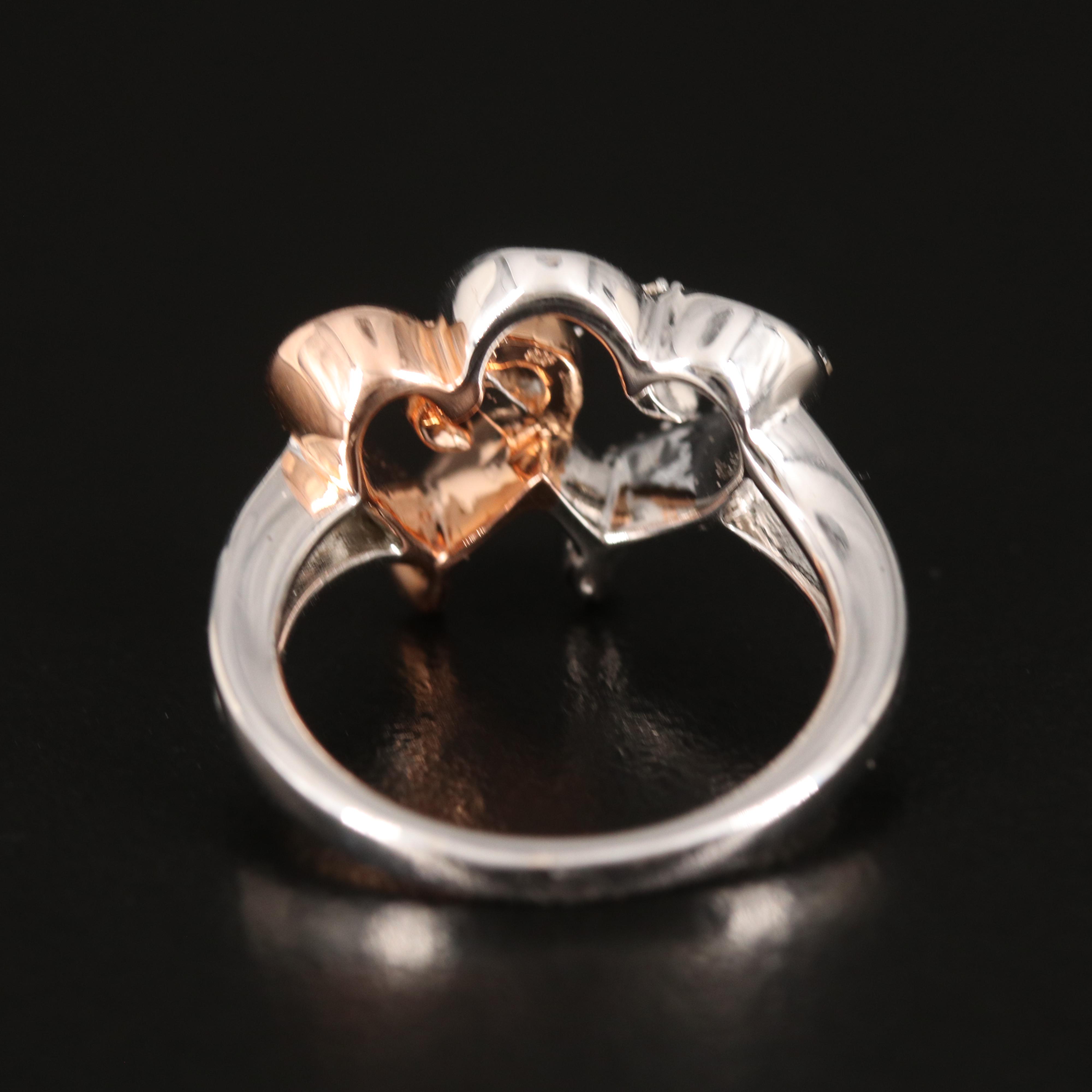 Sterling Diamond Double Heart Ring