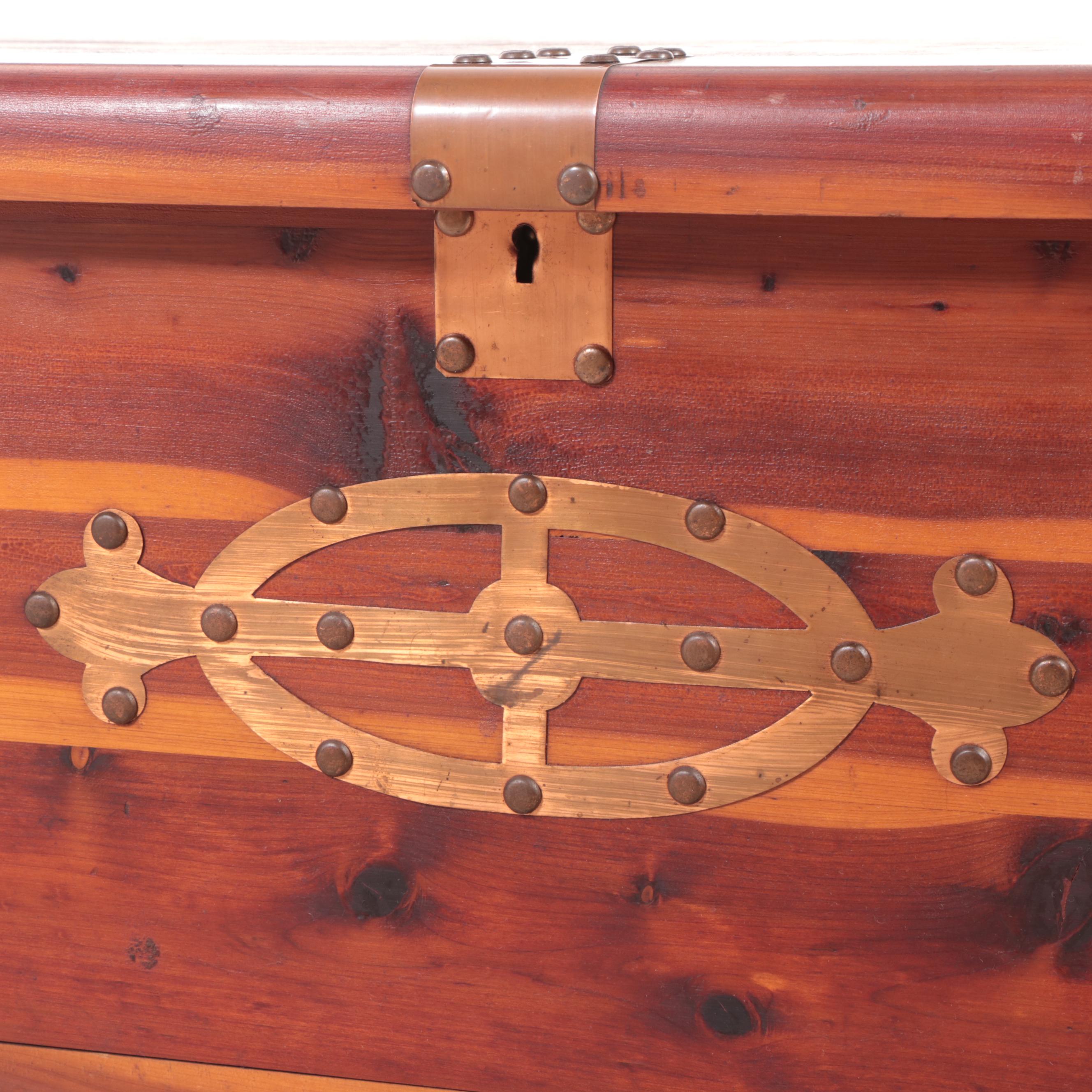 Copper-Mounted Cedar Blanket Chest, Early 20th Century