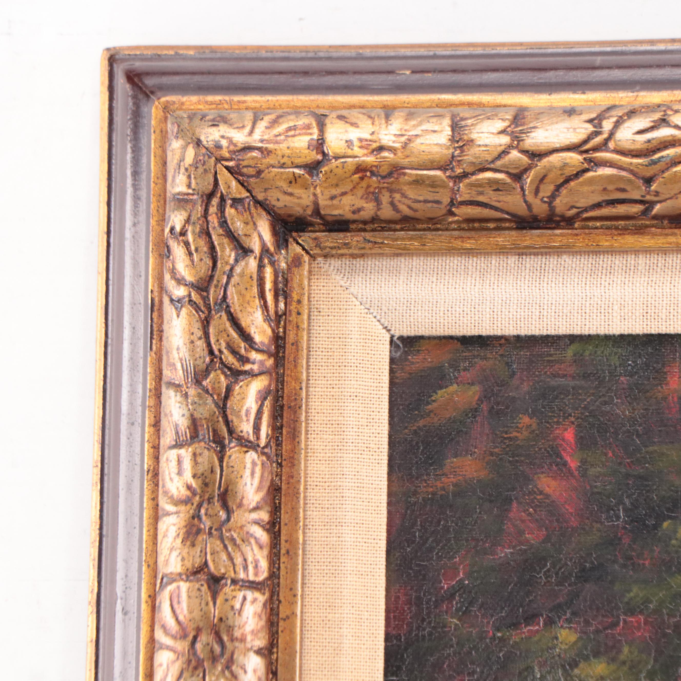 Winter Landscape Oil Painting, Mid-20th Century