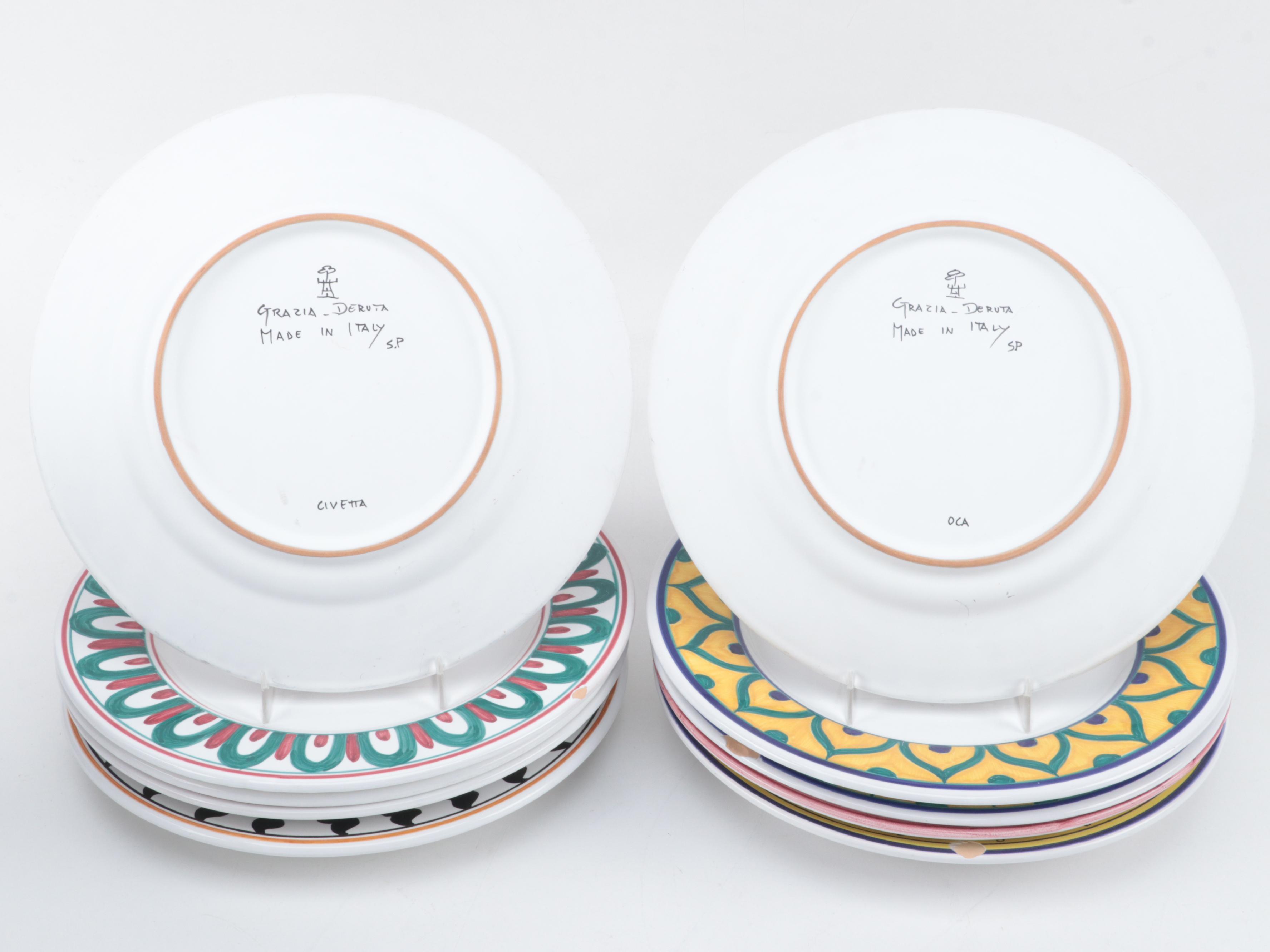 Grazia and Fratelli Deruta Italian Majolica Pottery Tableware