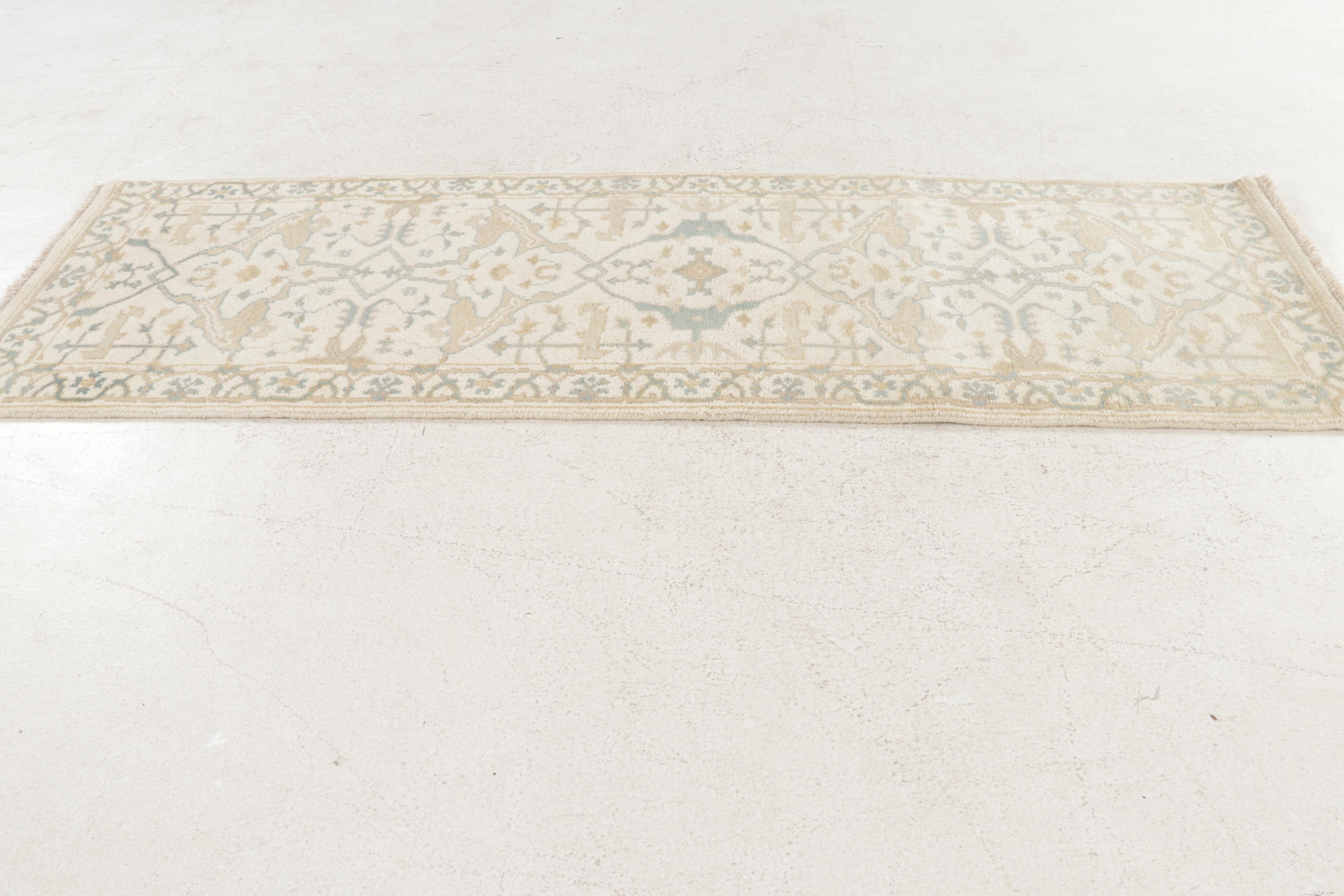 2'6 x 7'11 Hand-Knotted Turkish Oushak Carpet Runner