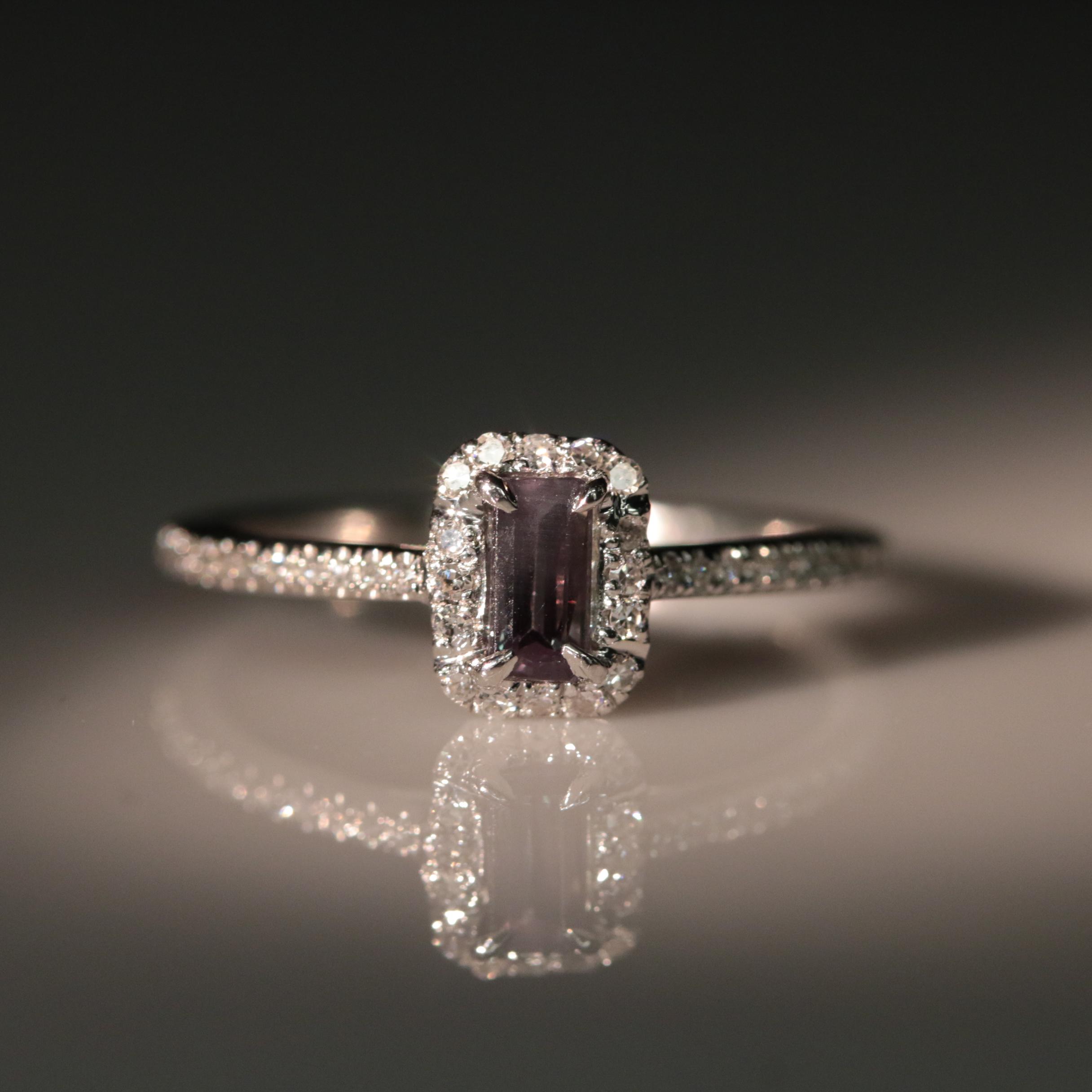 Platinum Alexandrite and Diamond Ring with GIA Report