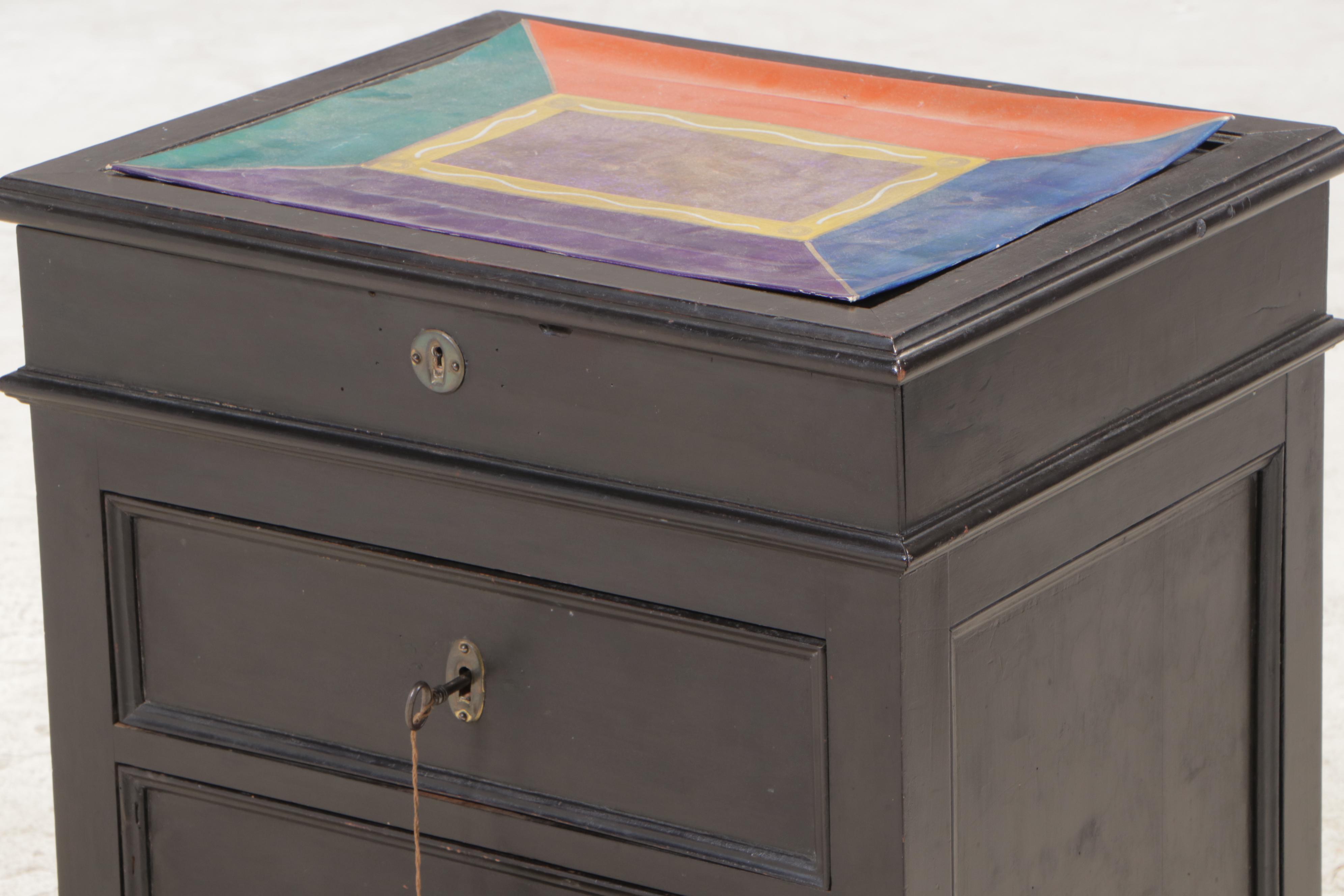 French Ebonized Lift-Top Side Cabinet, Late 19th/Early 20th Century and Adapted