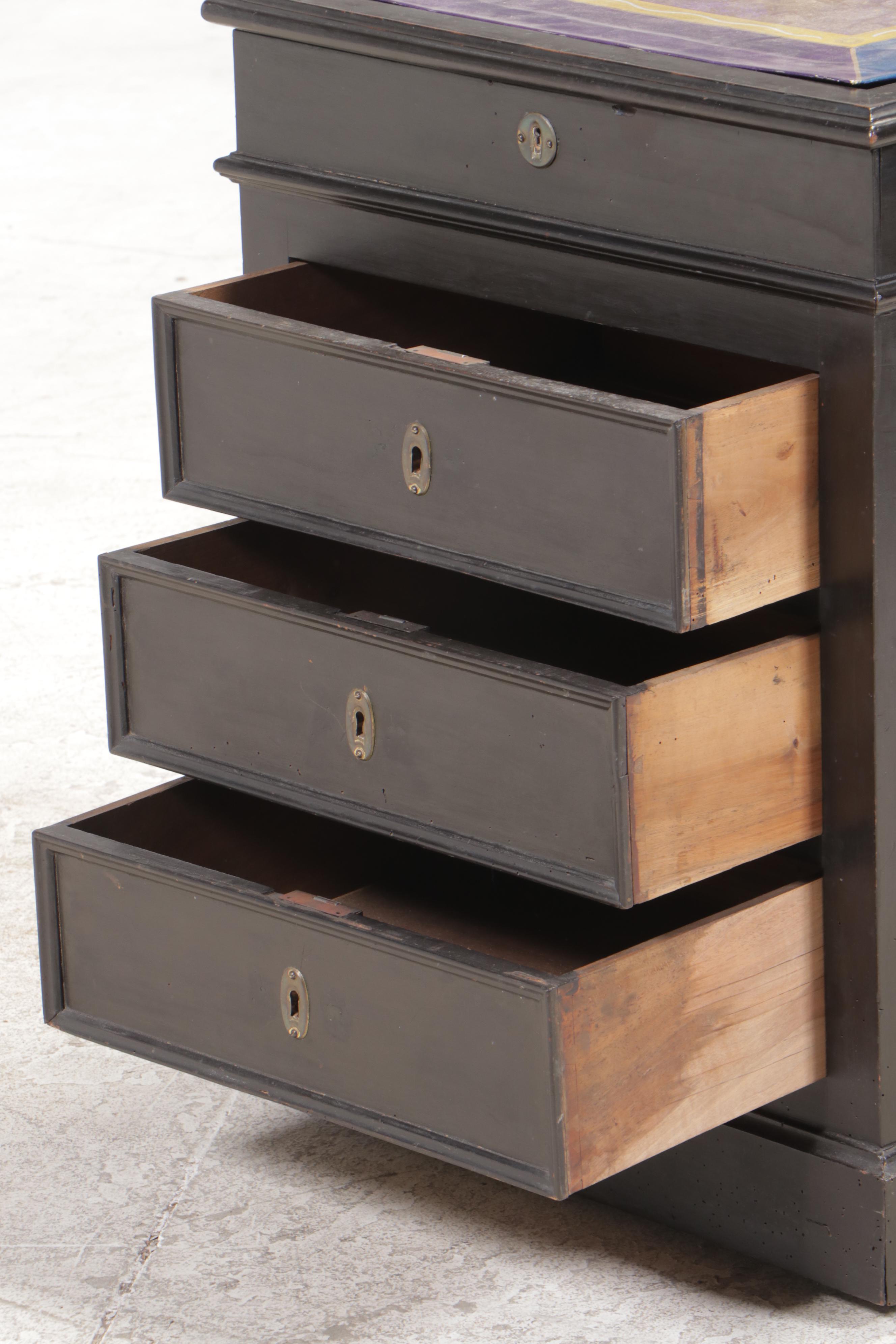 French Ebonized Lift-Top Side Cabinet, Late 19th/Early 20th Century and Adapted